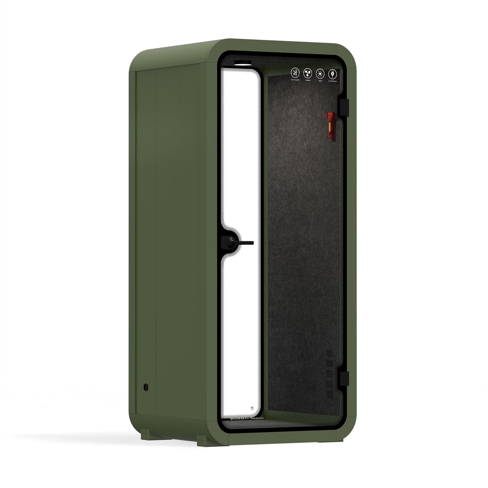 Büro Pod Quell AkustikGreen / Dark Grey / No Furniture | Upgraded Device Shelf