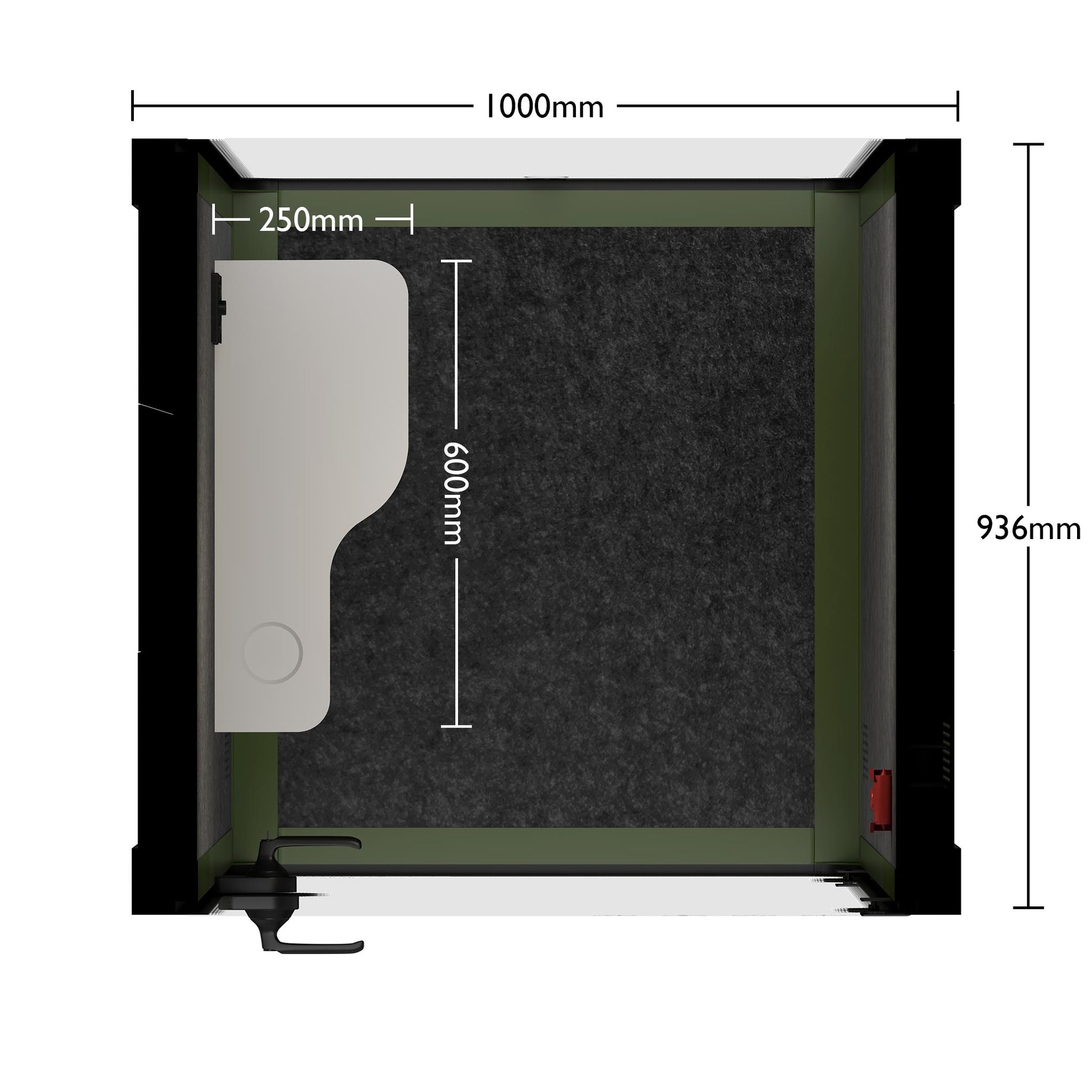 Büro Pod Quell AkustikGreen / Dark Grey / No Furniture
