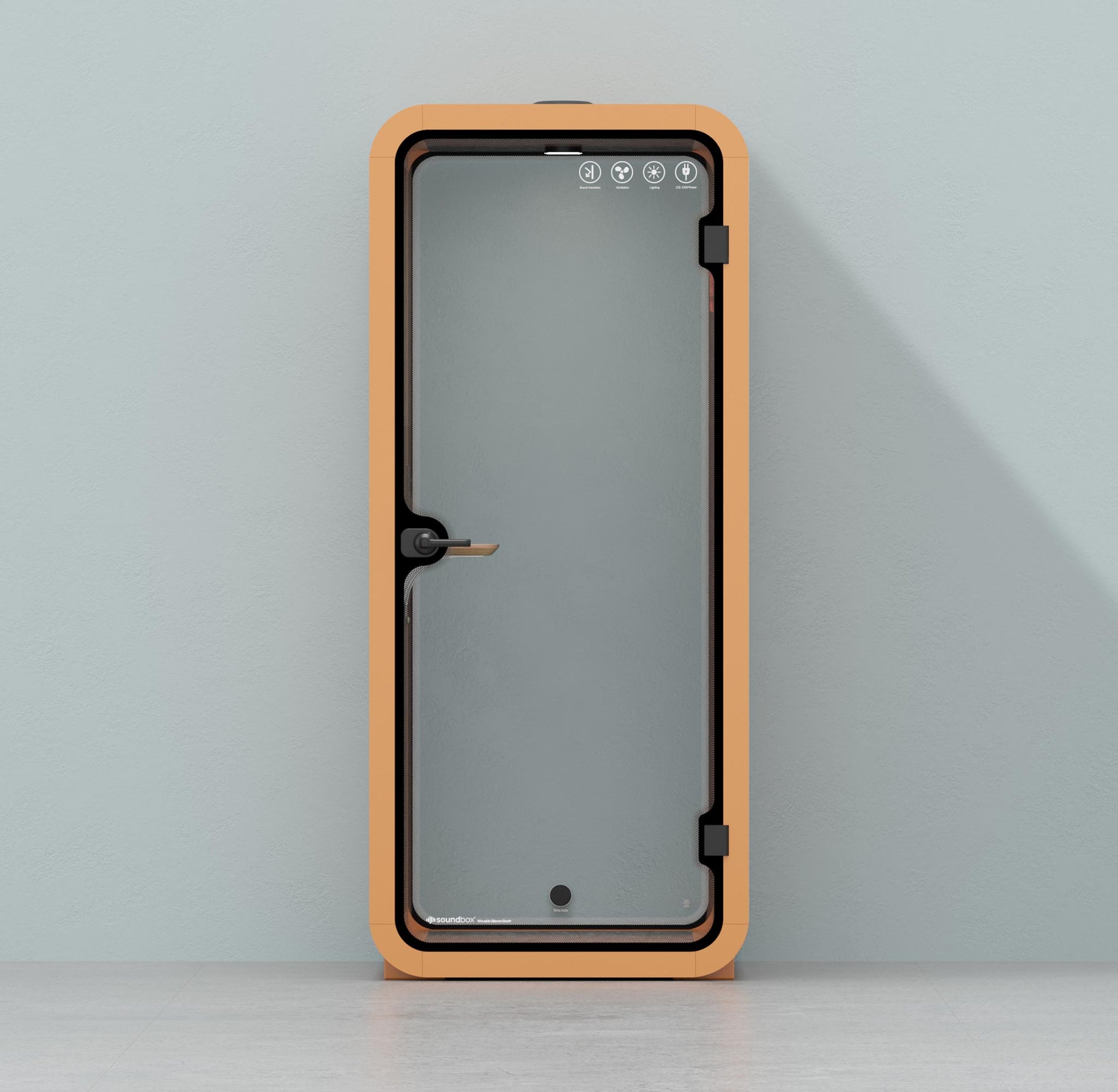 Büro Pod Quell AkustikOrange / Dark Grey / No Furniture | Upgraded Device Shelf