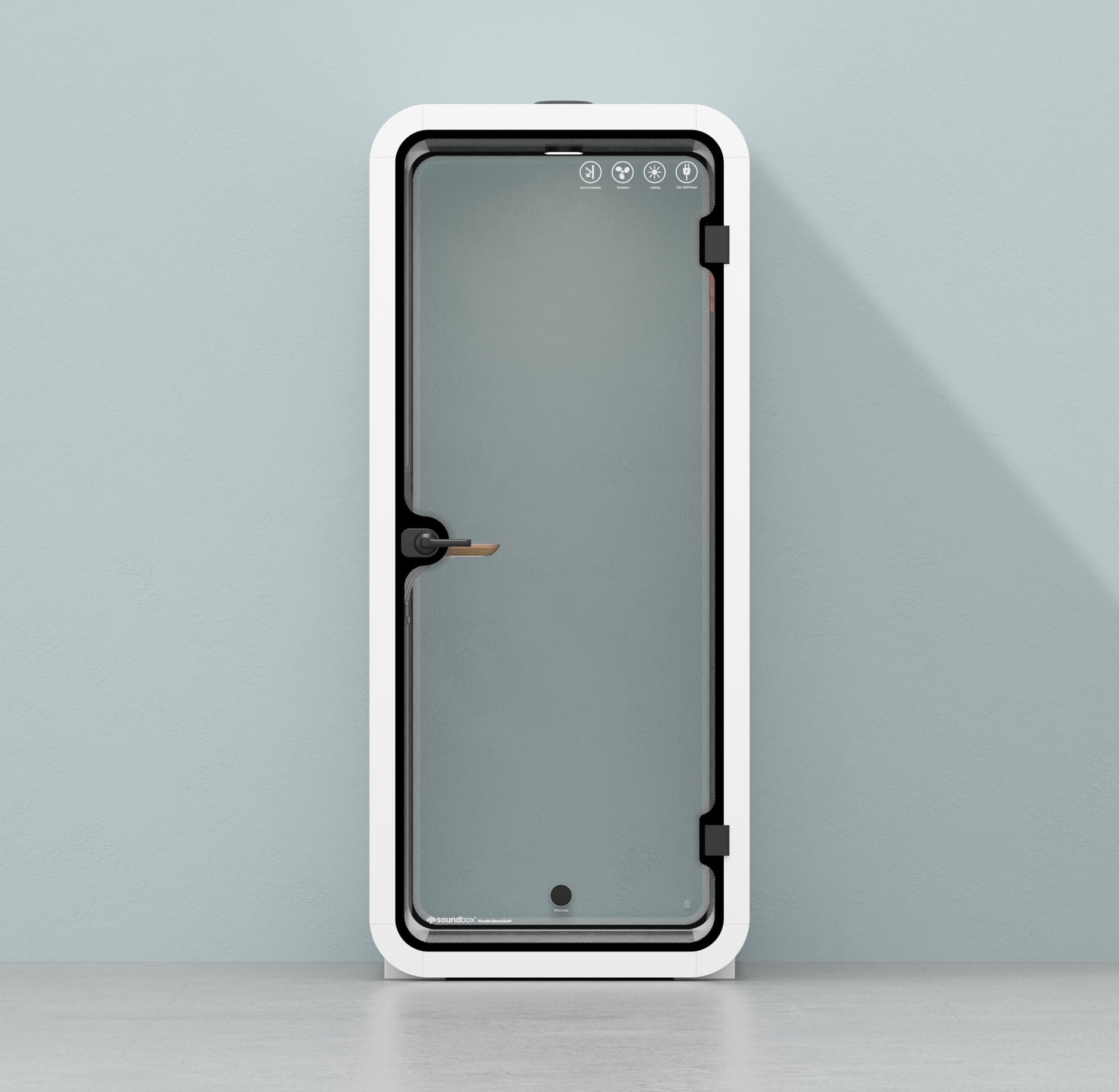 Büro Pod Quell AkustikWhite / Dark Grey / No Furniture | Upgraded Device Shelf