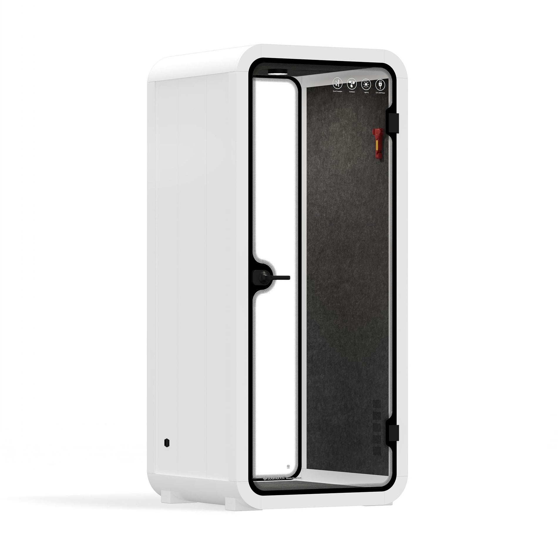 Büro Pod Quell AkustikWhite / Dark Grey / No Furniture | Upgraded Device Shelf