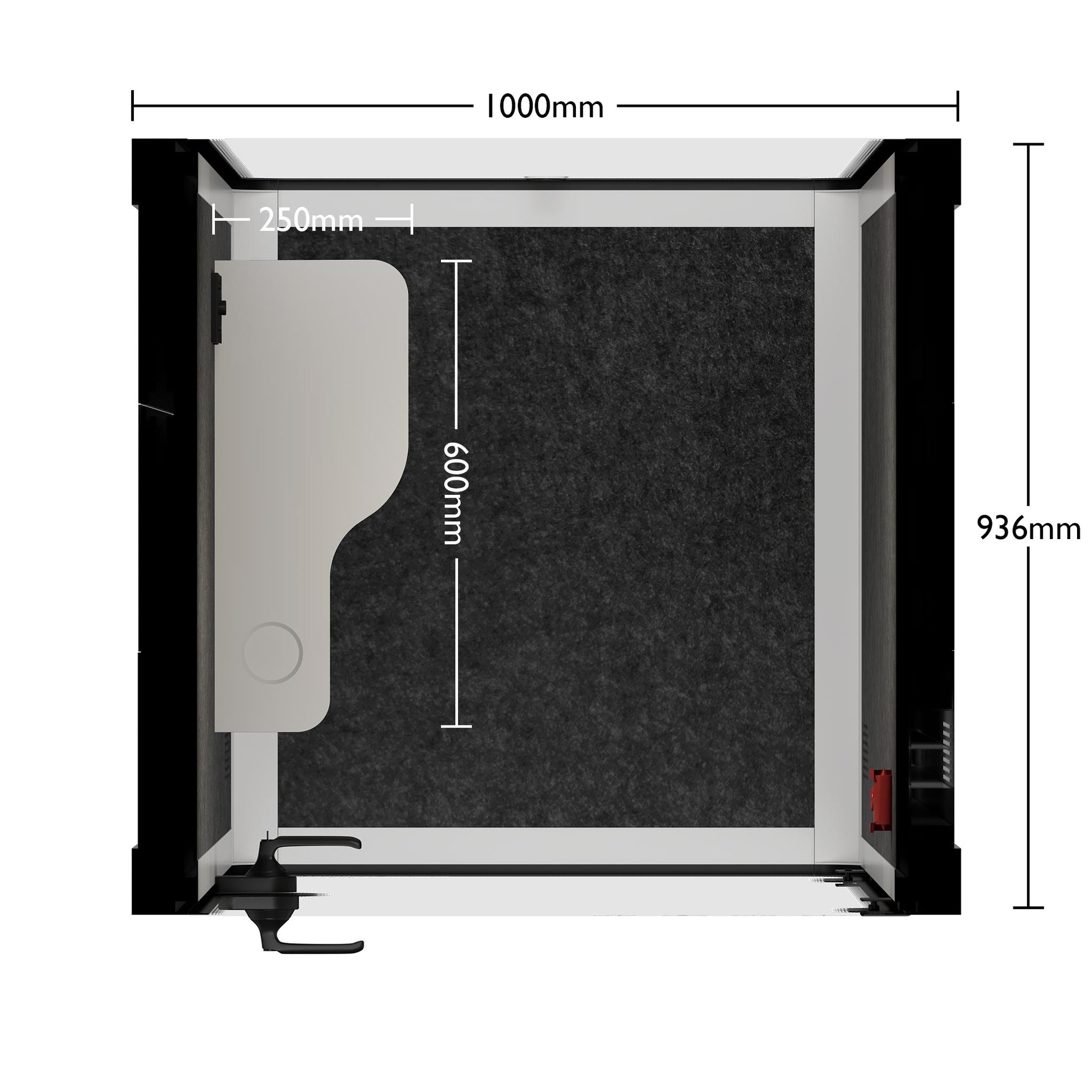 Büro Pod Quell AkustikWhite / Dark Grey / No Furniture