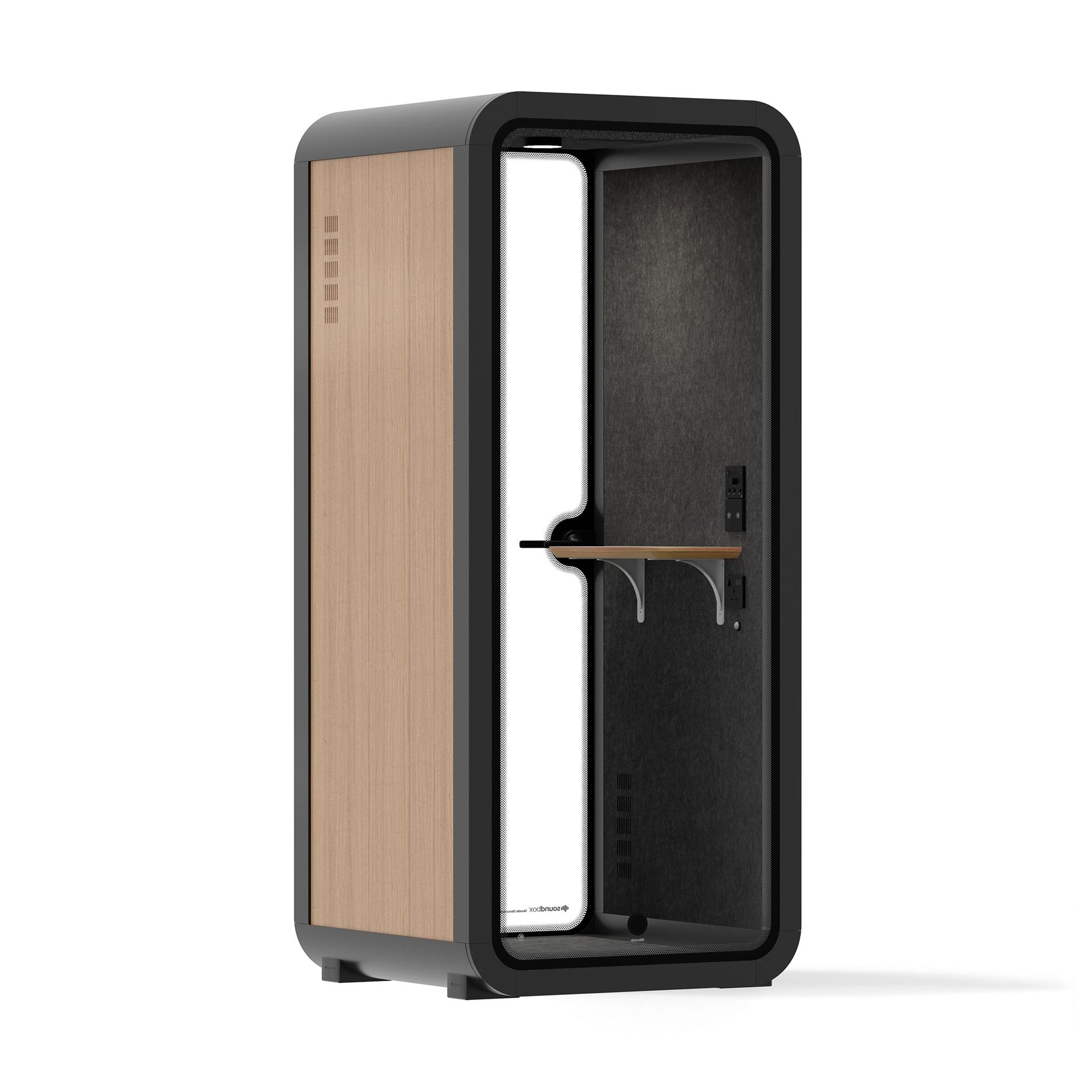 Büro Pod Quell AkustikWooden / Dark Grey / No Furniture | Upgraded Device Shelf