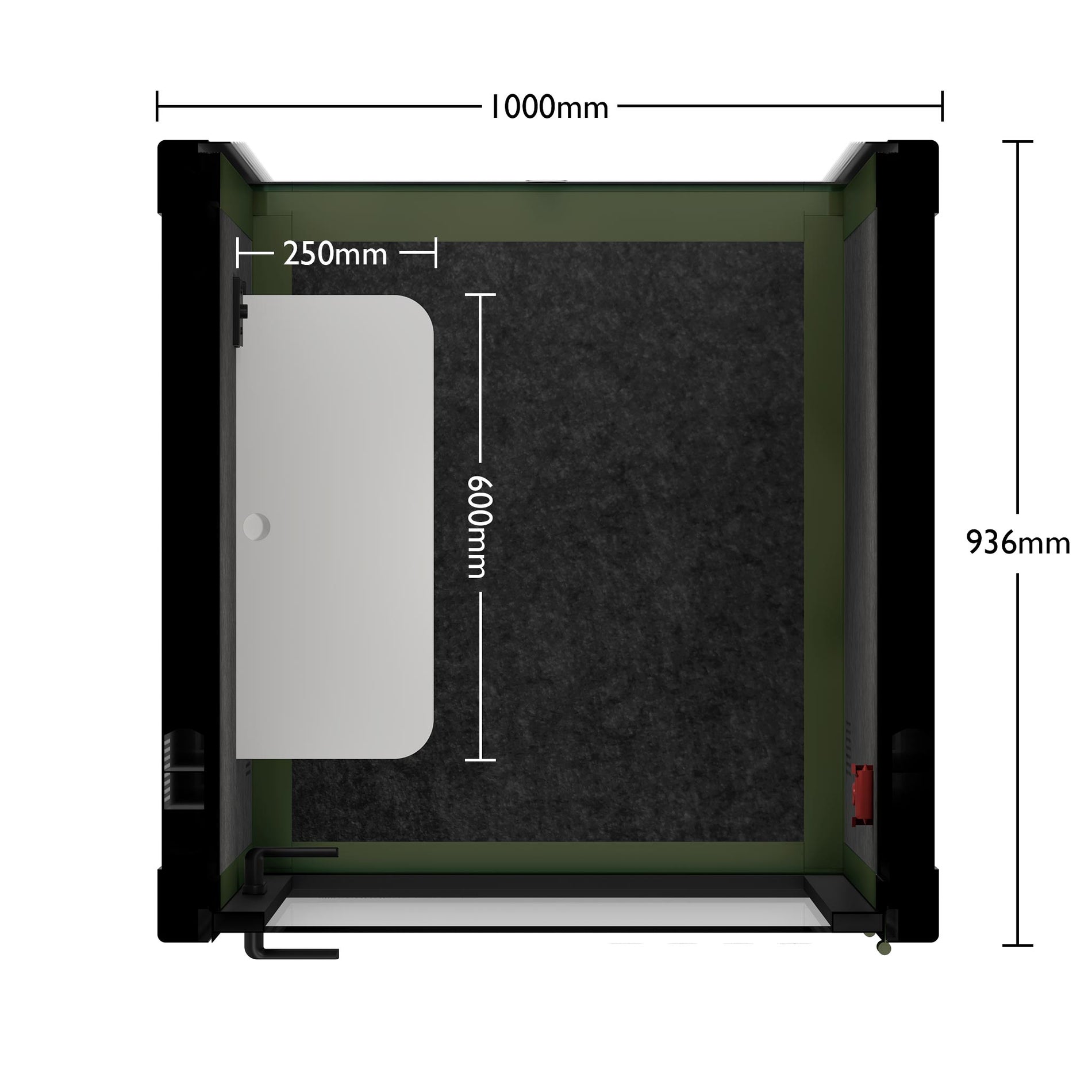 Office Pod Quell+ AcousticGreen / No Furniture / Dark Grey
