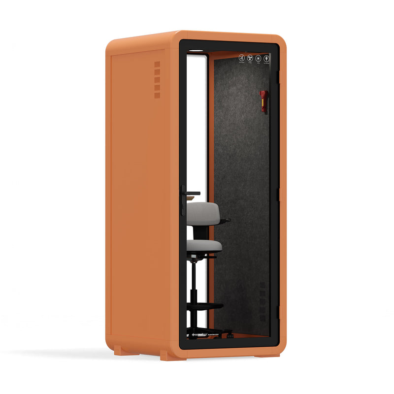 Office Pod Quell+ AcousticOrange / With Furniture / Dark Grey