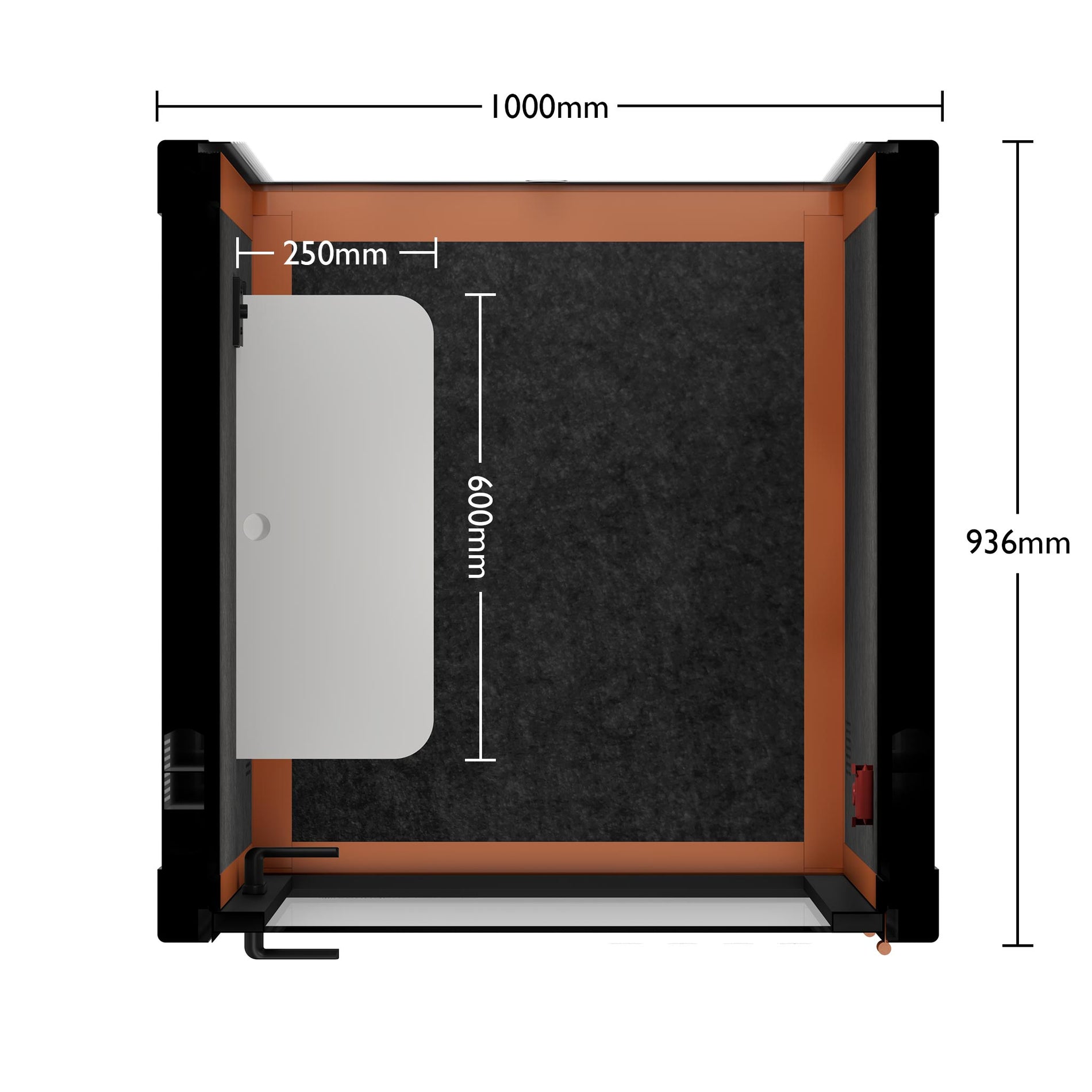 Office Pod Quell+ AcousticOrange / No Furniture / Dark Grey