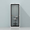 Quell Acoustic Plus Soundproof pod in white, light blue background, light office workspace