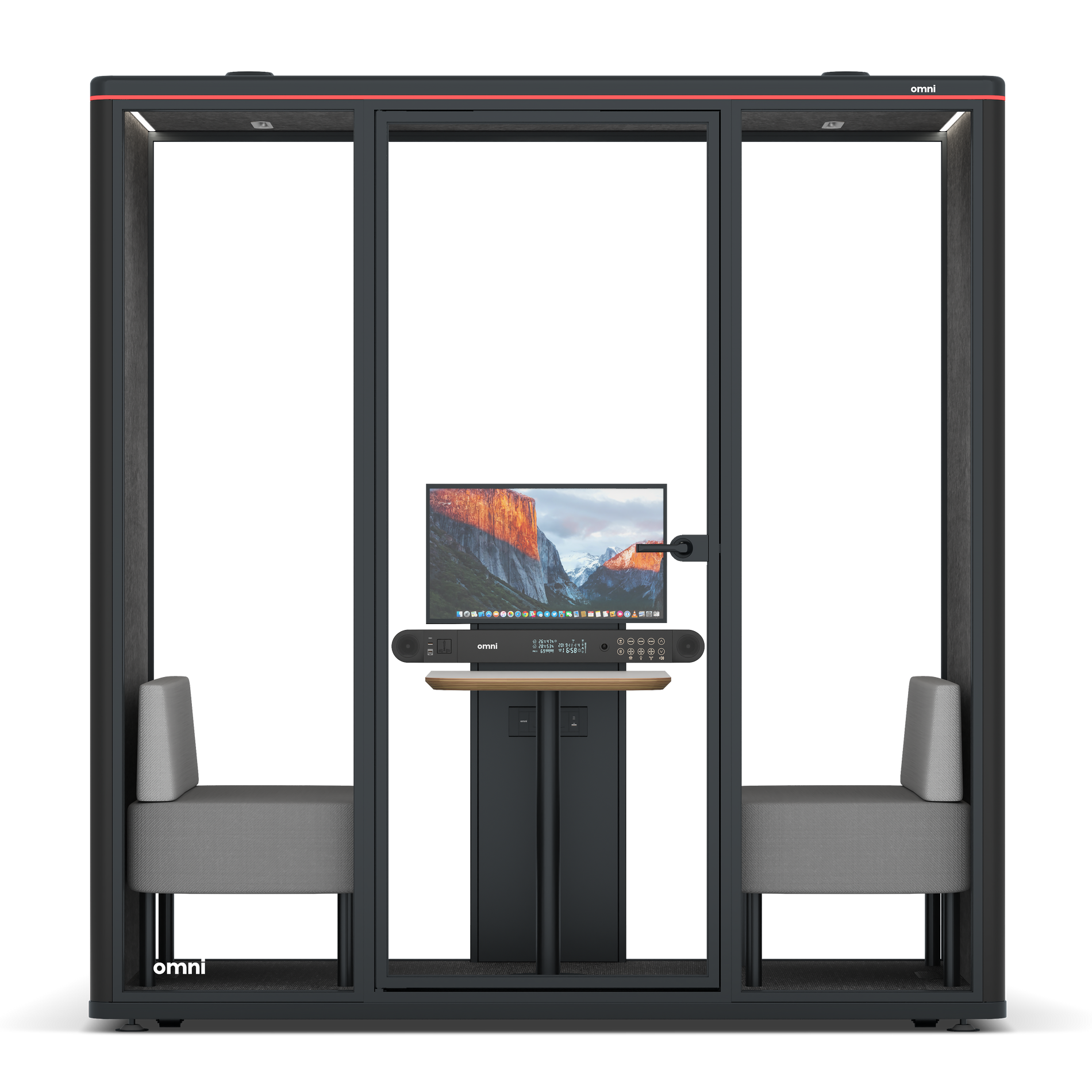 Omni DemiTable (+ Monitor Stand) / RAL Black / Dark Grey Pet Board
