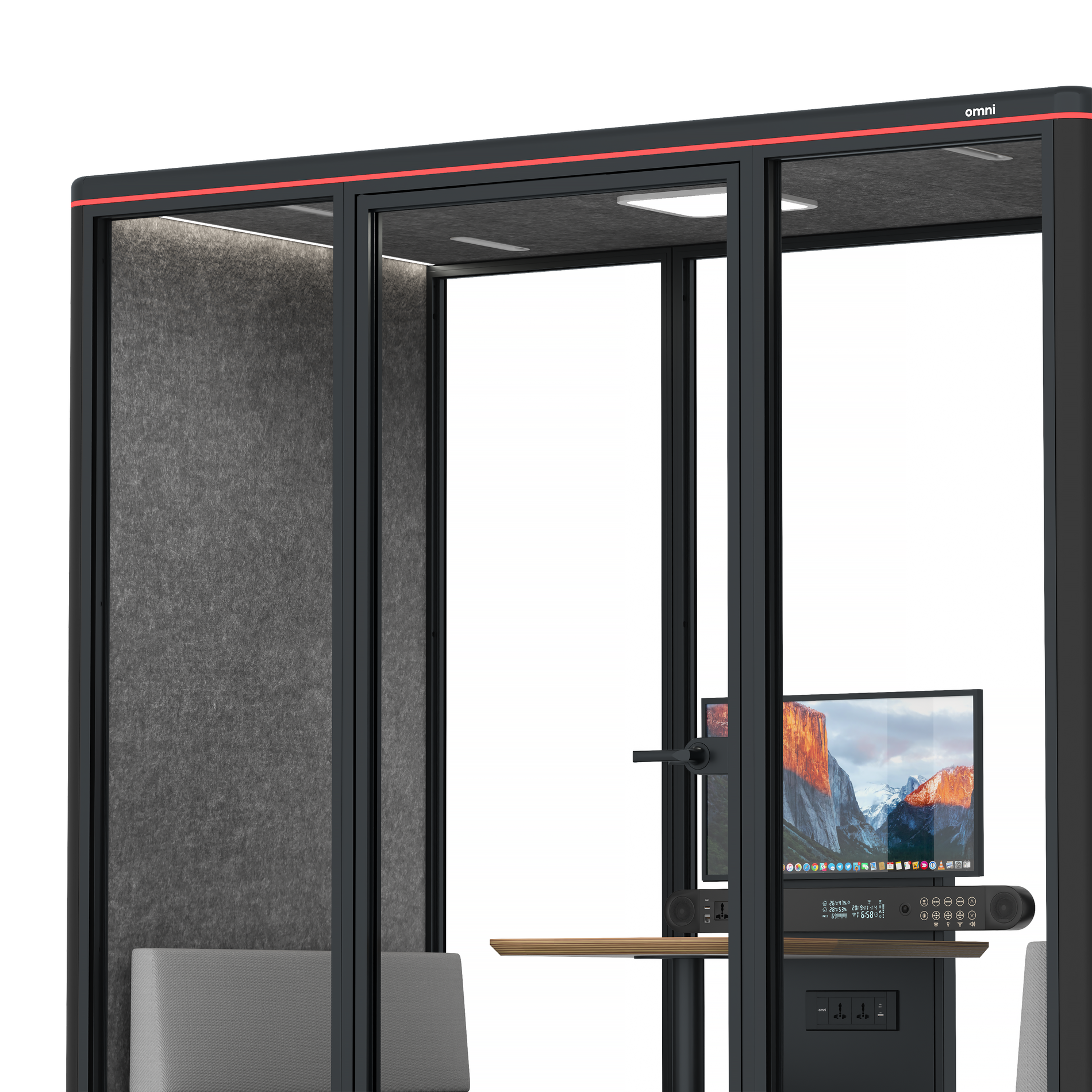 Omni DemiTable (+ Monitor Stand) / RAL Black / Dark Grey Pet Board