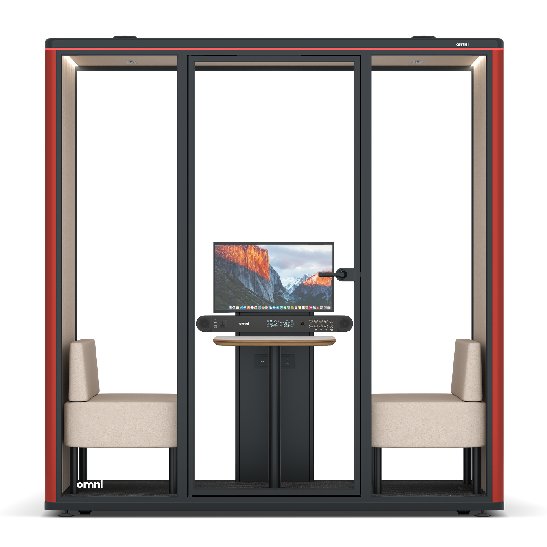 Omni DemiTable (+ Monitor Stand) / RAL Tomato Red / #a18e7e
