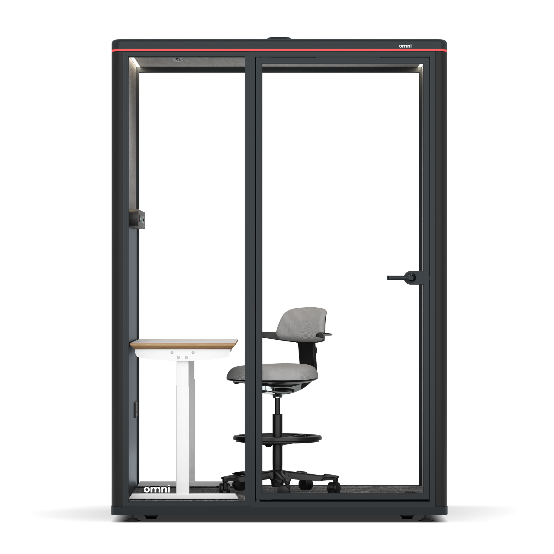 Omni TwoElectrical Adjustable Work Station + Stool / RAL Black / Light Grey Pet Board