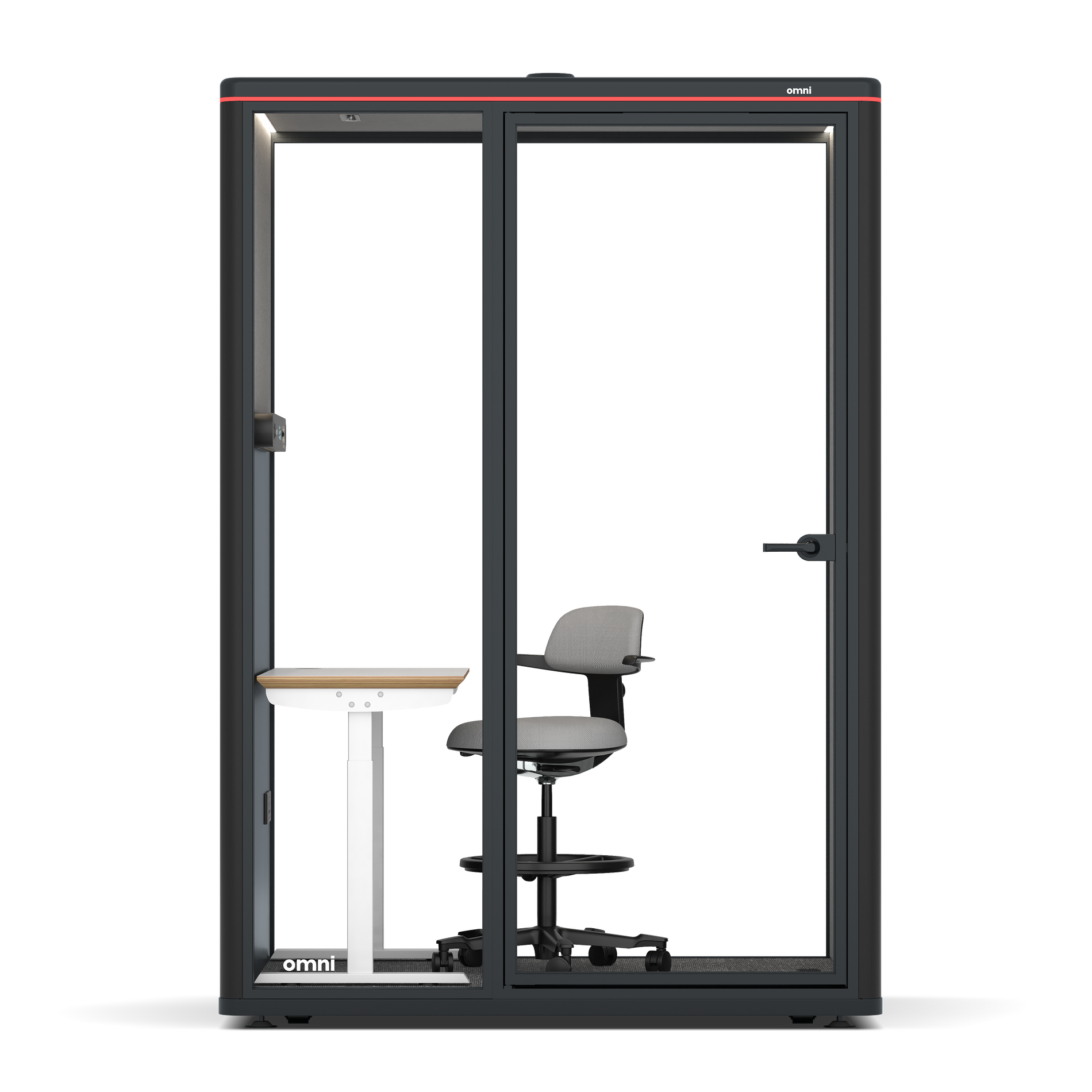 Omni TwoElectrical Adjustable Work Station + Stool / RAL Black / Grey Corrugated