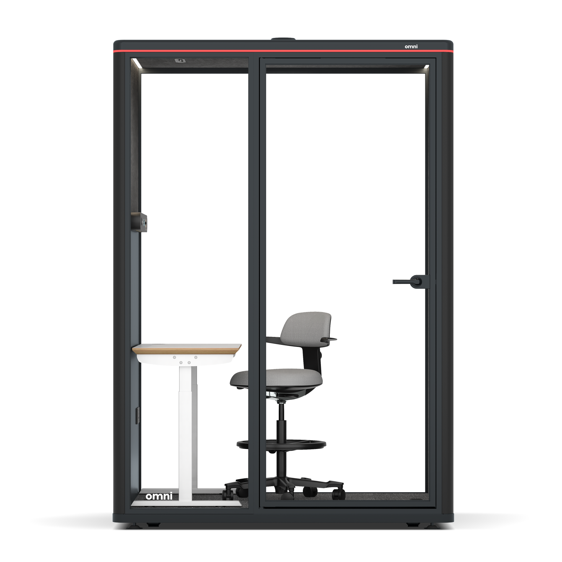 Omni TwoElectrical Adjustable Work Station + Stool / RAL Black / Dark Grey Pet Board