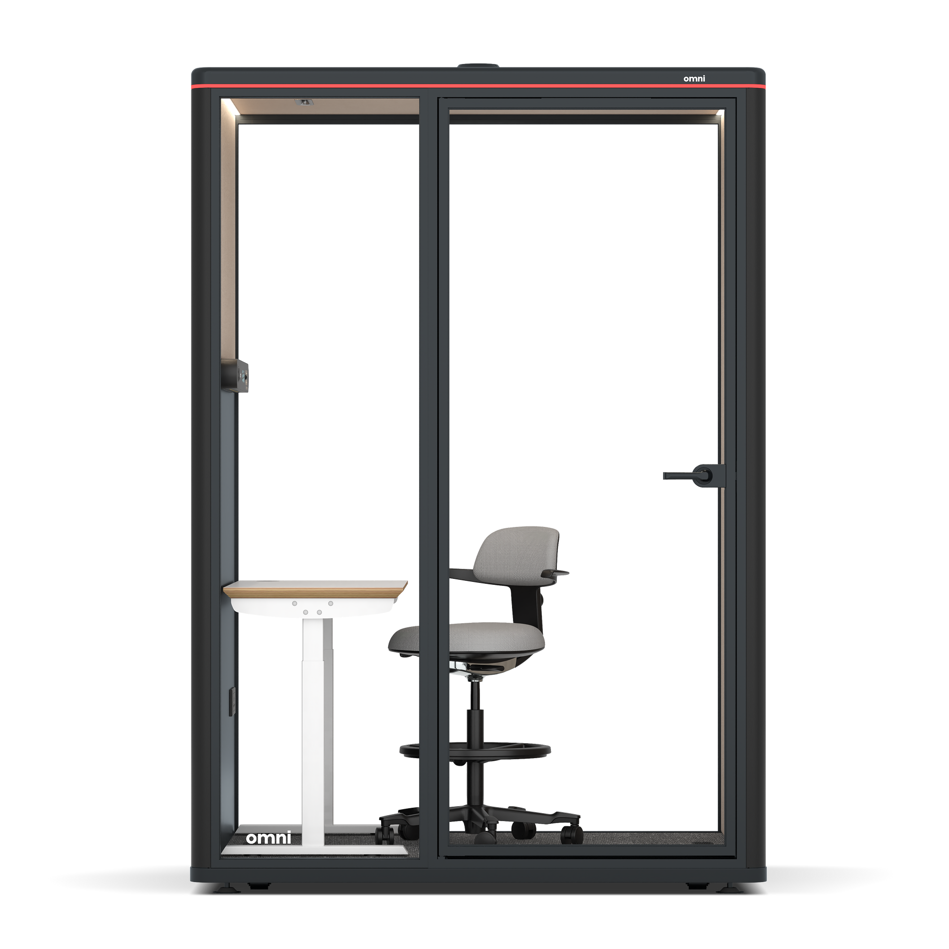 Omni TwoElectrical Adjustable Work Station + Stool / RAL Black / Beige Corrugated