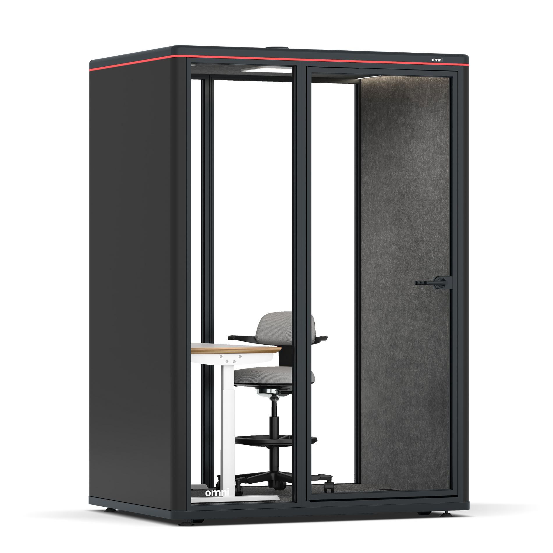 Omni TwoElectrical Adjustable Work Station + Stool / RAL Black / Dark Grey Pet Board