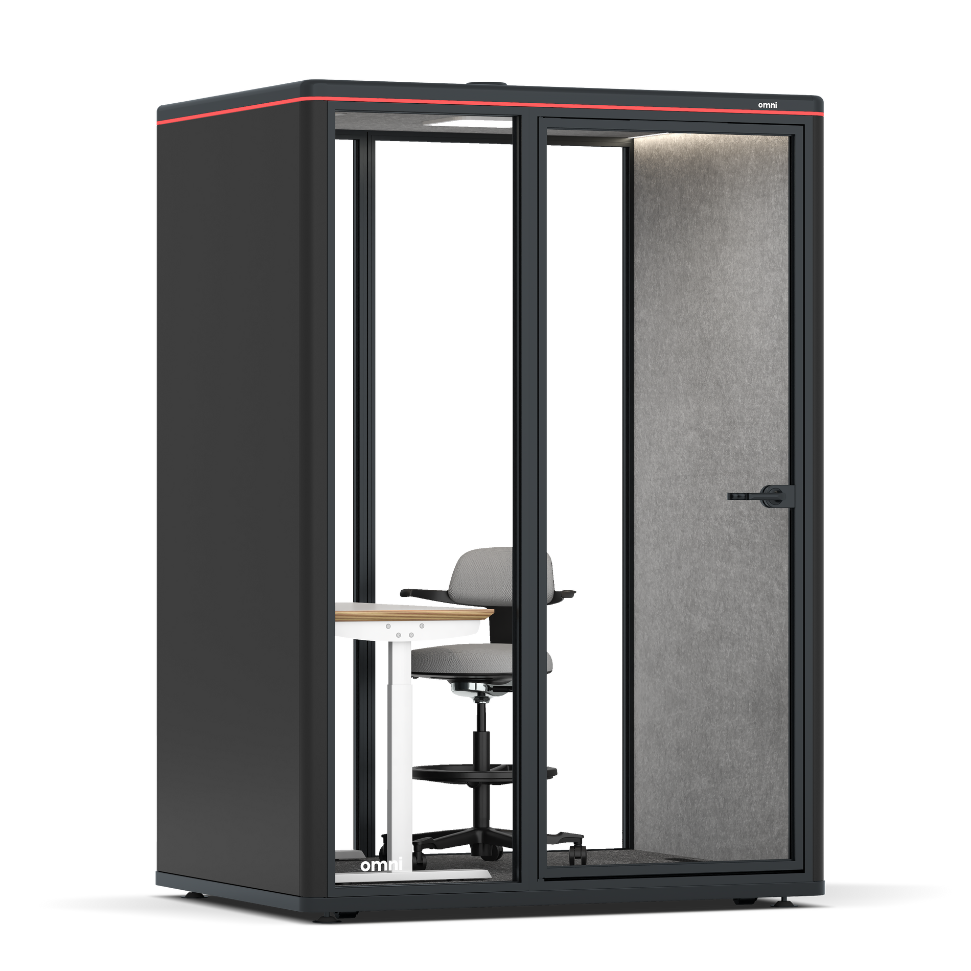 Omni TwoElectrical Adjustable Work Station + Stool / RAL Black / Light Grey Pet Board