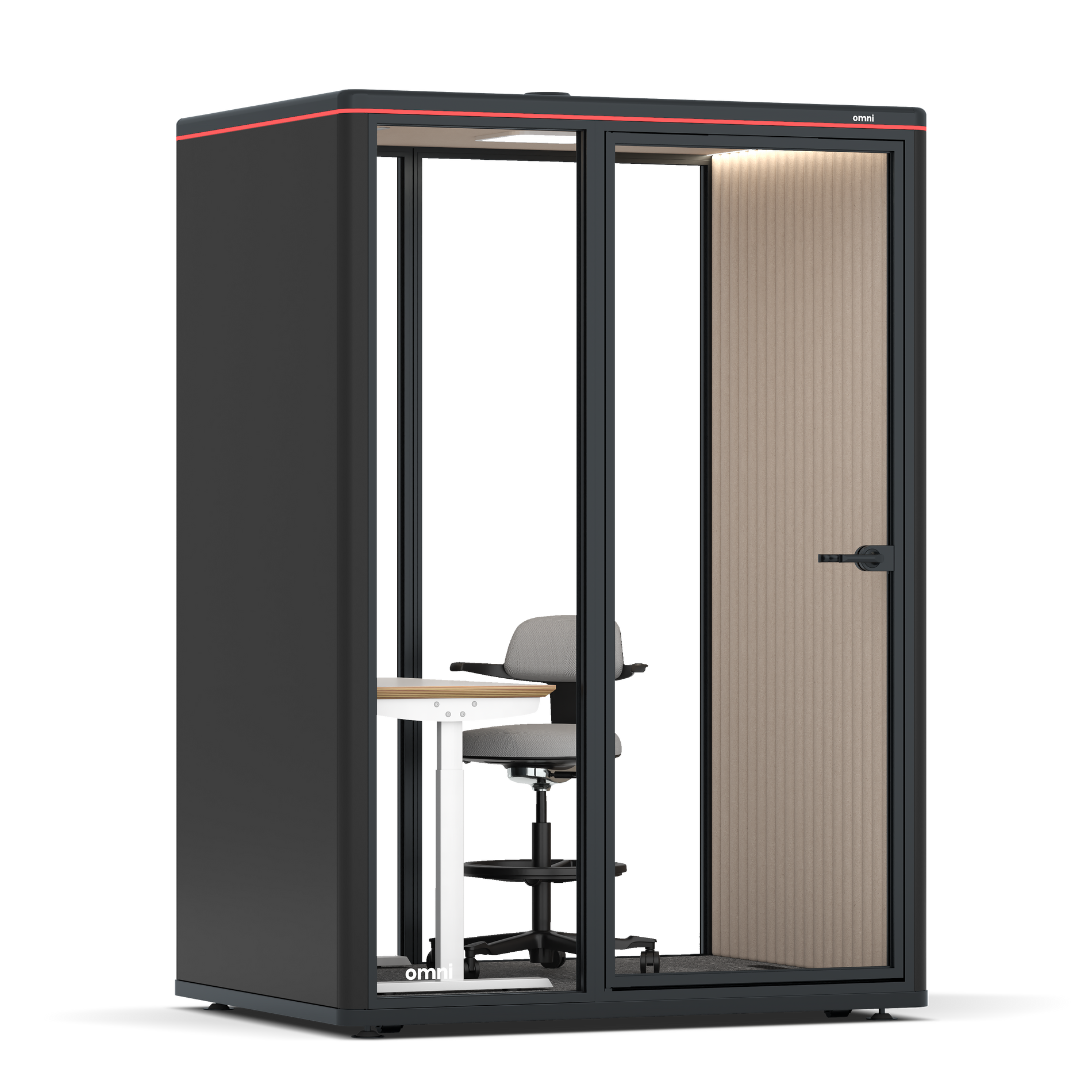 Omni TwoElectrical Adjustable Work Station + Stool / RAL Black / Beige Corrugated