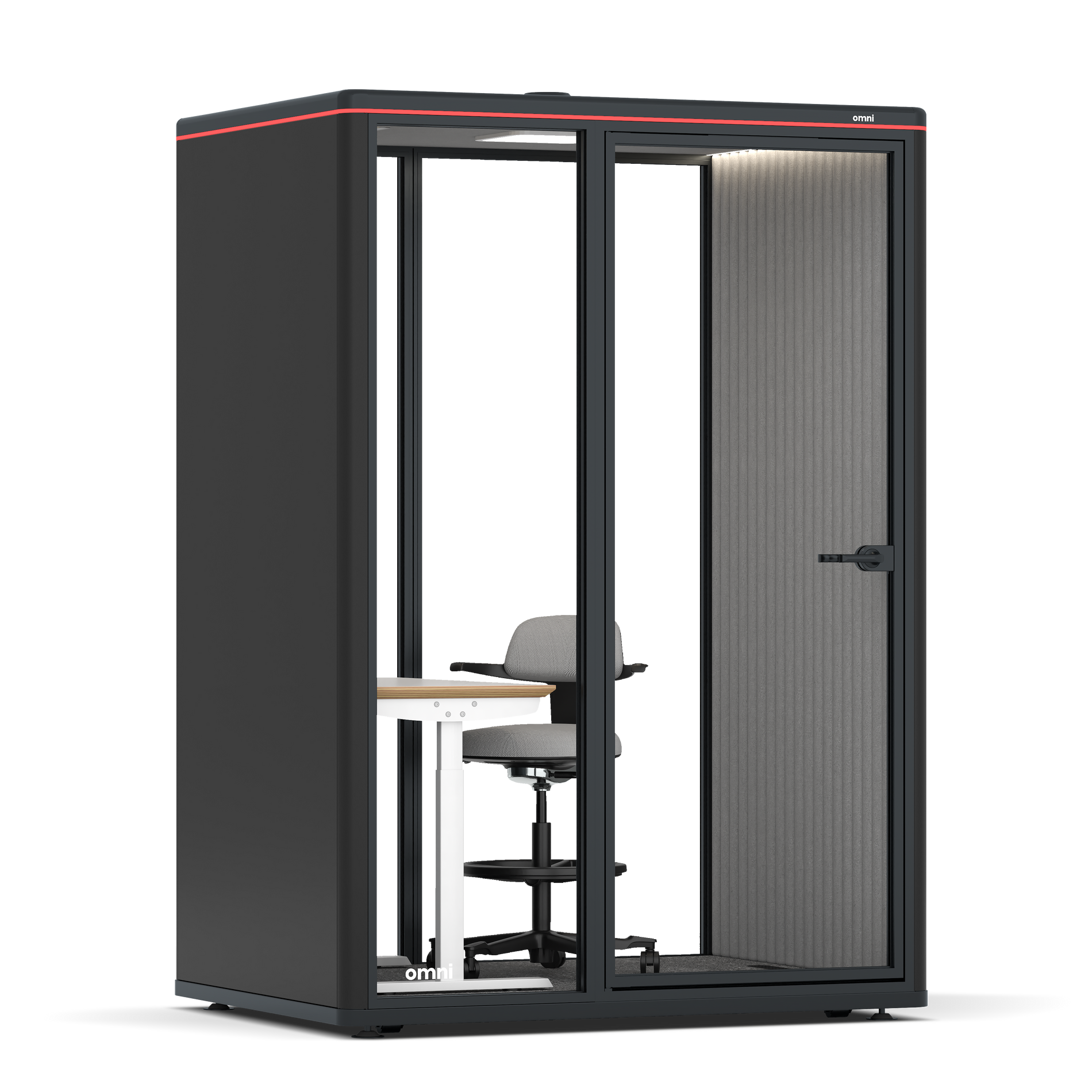 Omni TwoElectrical Adjustable Work Station + Stool / RAL Black / Grey Corrugated
