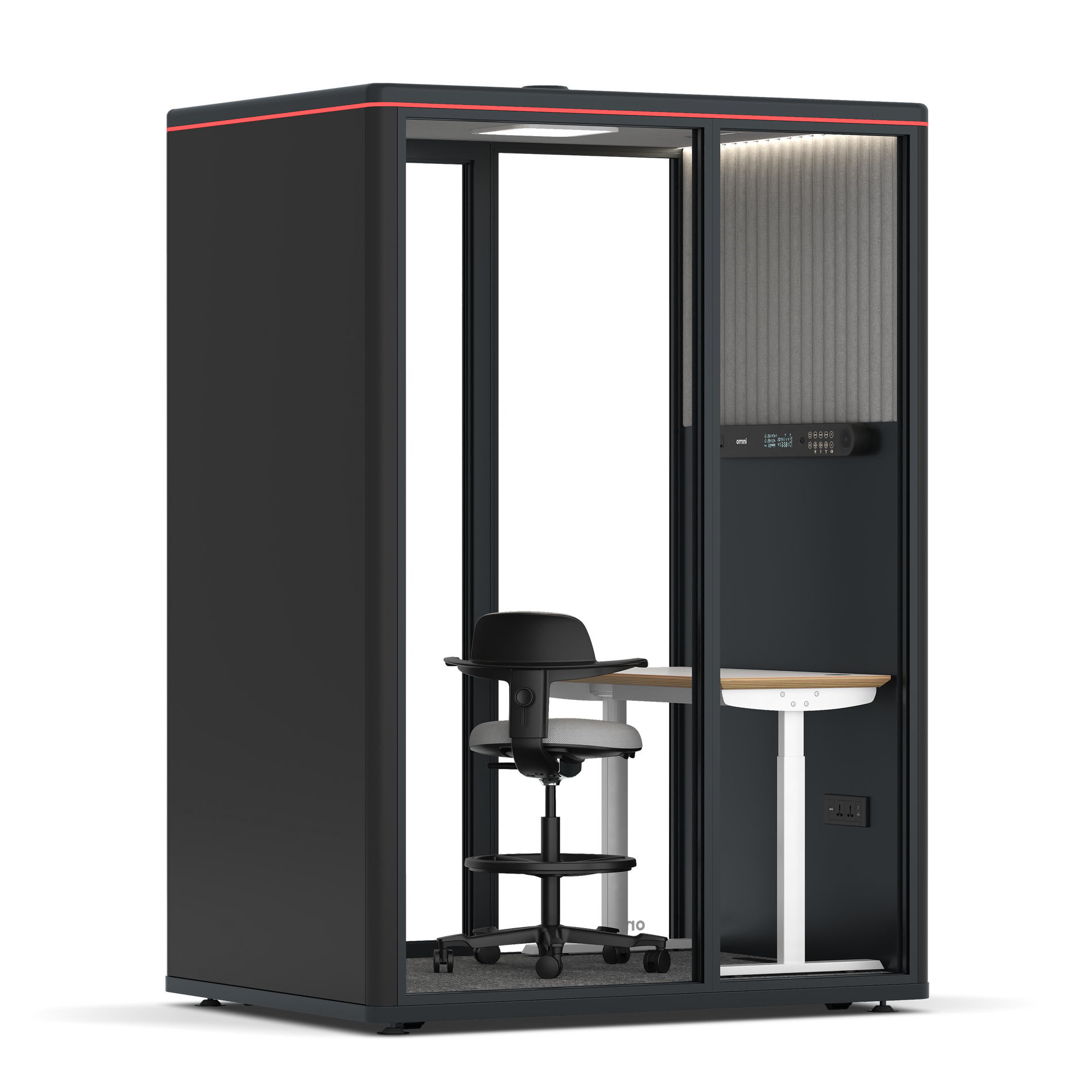 Omni TwoElectrical Adjustable Work Station + Stool / RAL Black / Grey Corrugated
