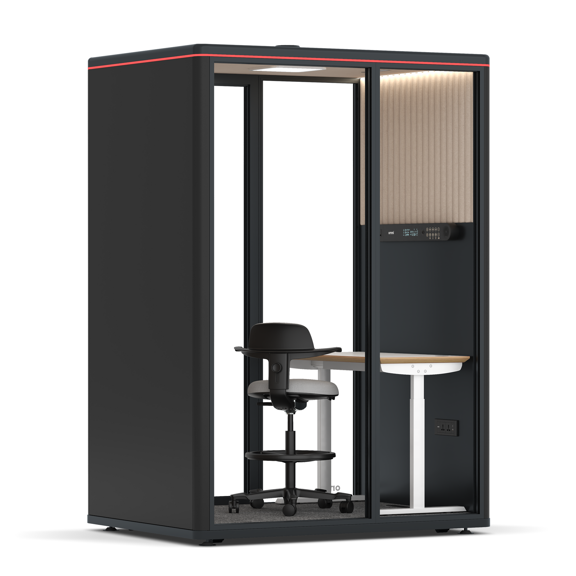Omni TwoElectrical Adjustable Work Station + Stool / RAL Black / Beige Corrugated