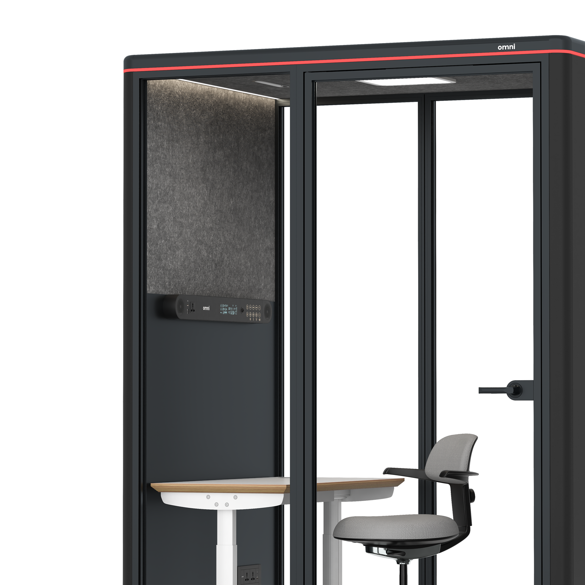 Omni TwoElectrical Adjustable Work Station + Stool / RAL Black / Dark Grey Pet Board