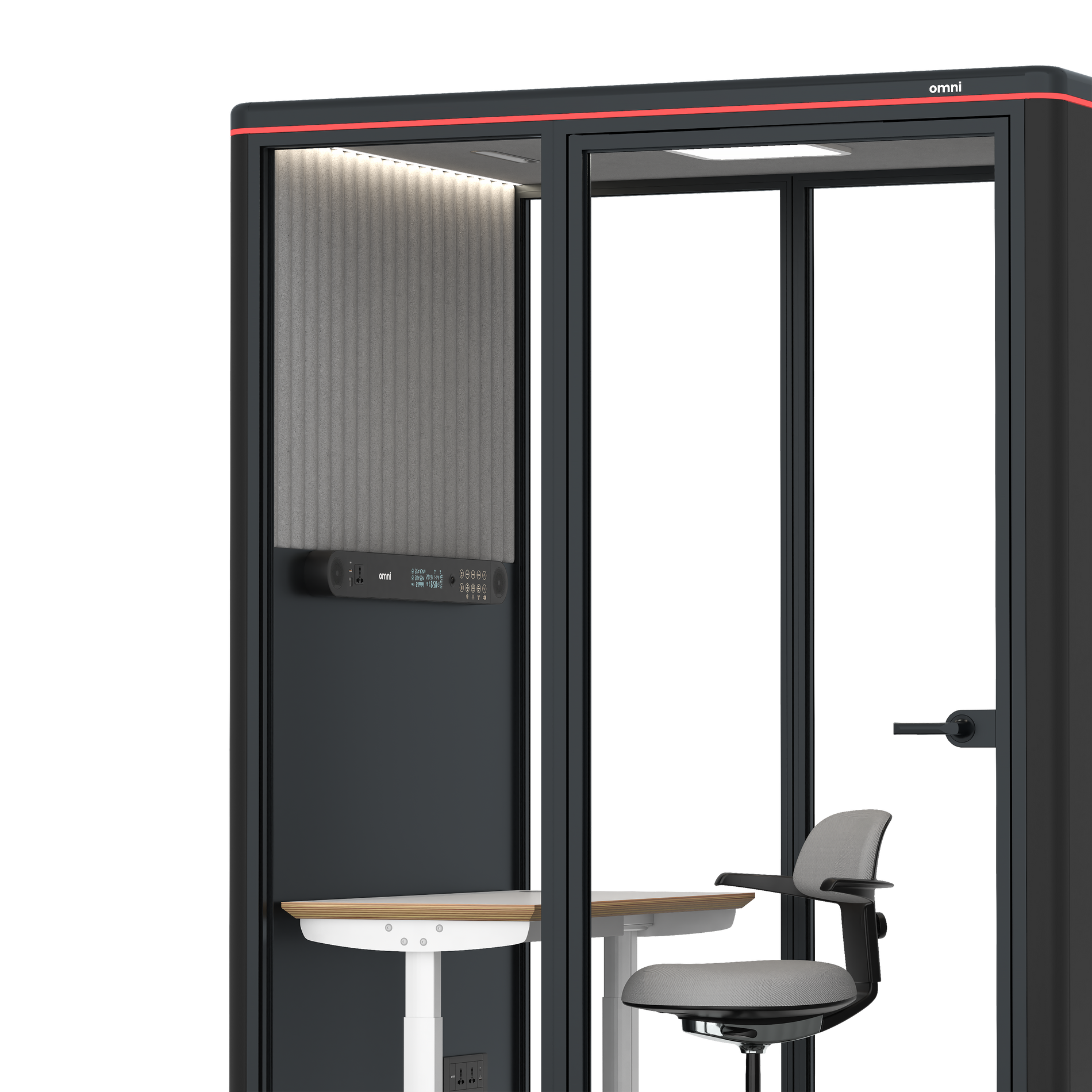 Omni TwoElectrical Adjustable Work Station + Stool / RAL Black / Grey Corrugated