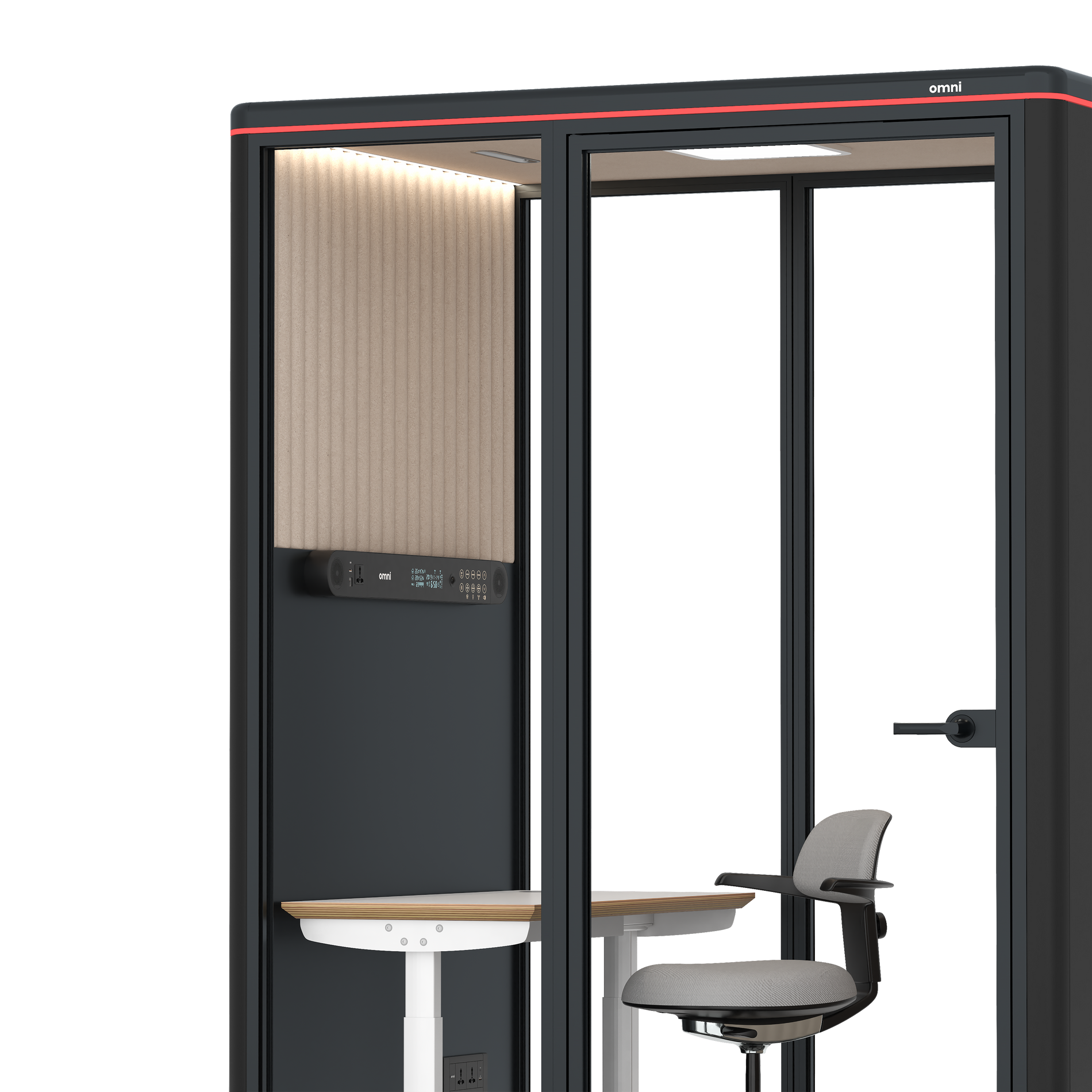 Omni TwoElectrical Adjustable Work Station + Stool / RAL Black / Beige Corrugated