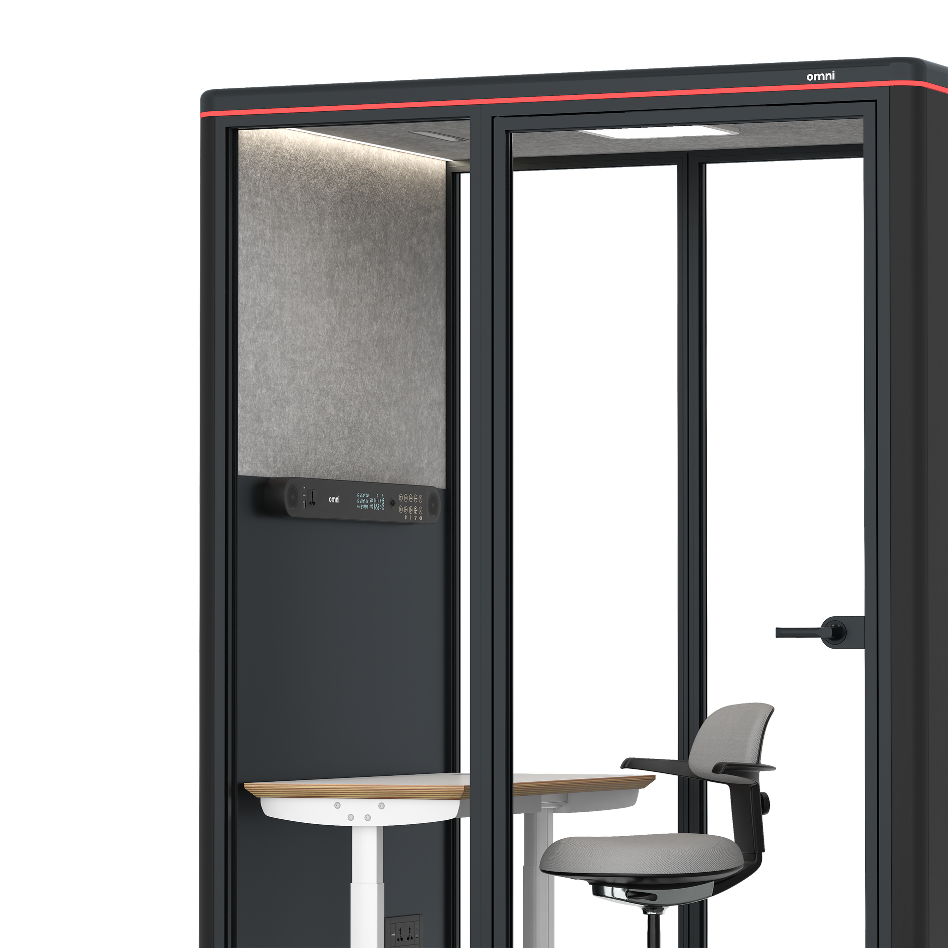 Omni TwoElectrical Adjustable Work Station + Stool / RAL Black / Light Grey Pet Board
