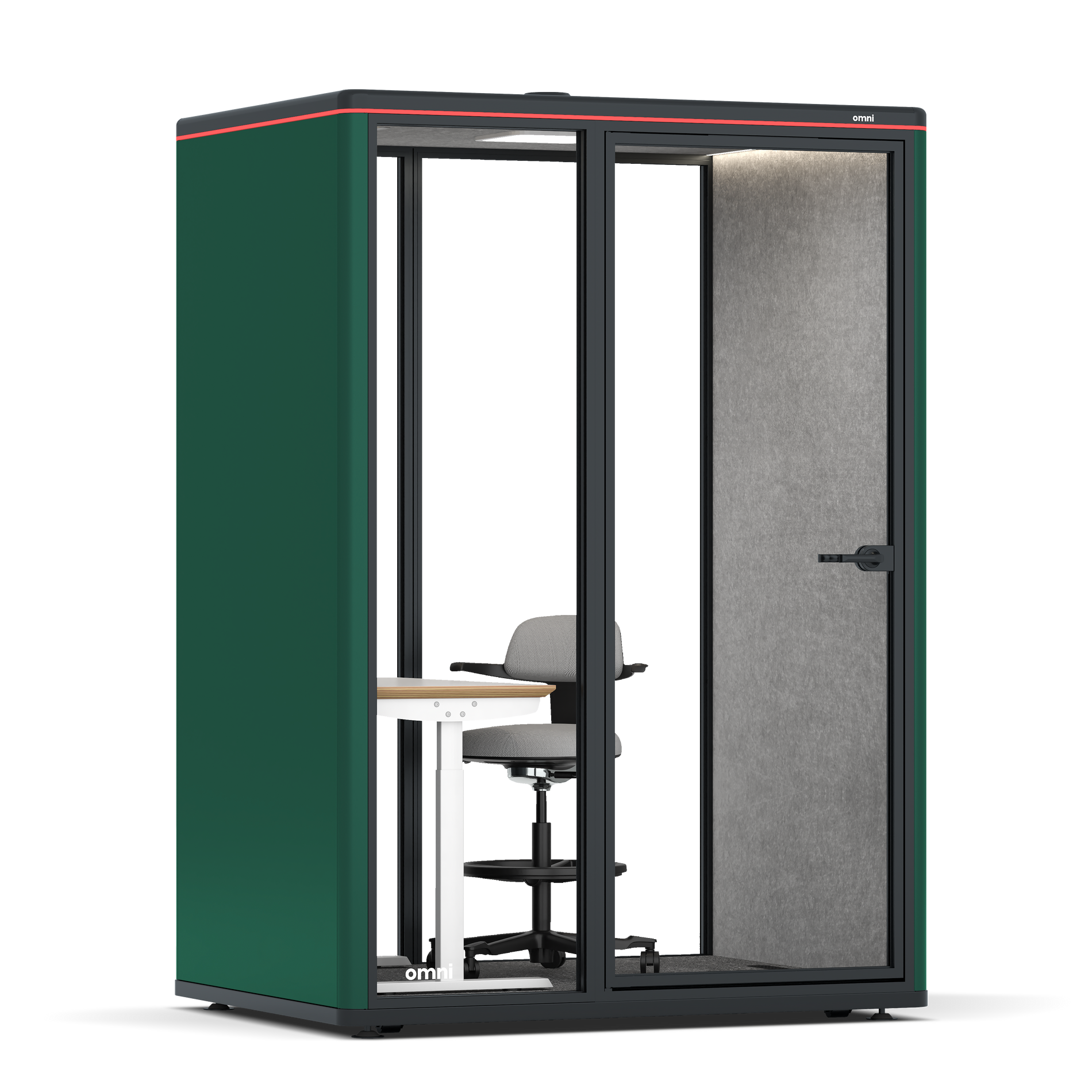 Omni TwoElectrical Adjustable Work Station + Stool / RAL Moss Green / #a49f98