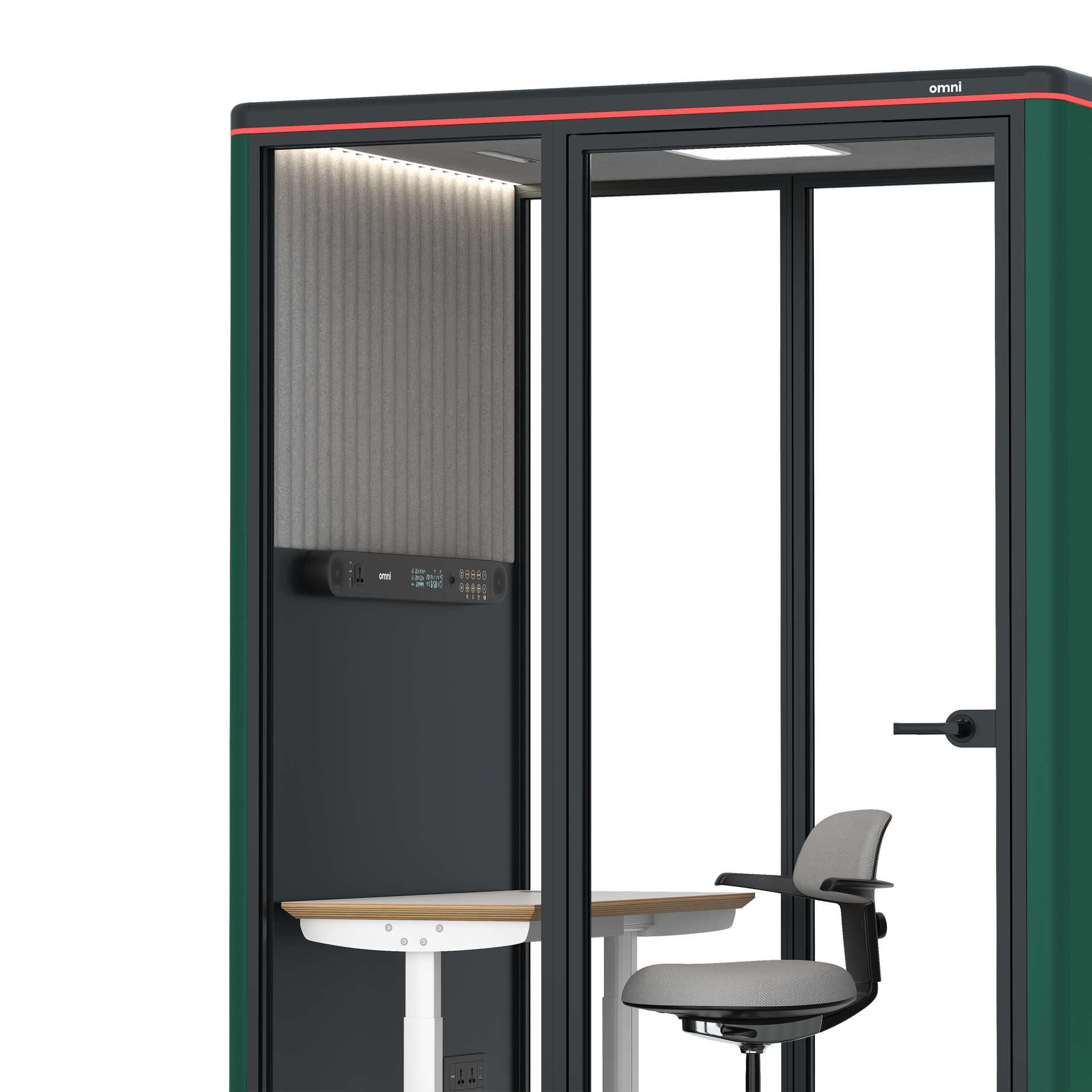 Omni TwoElectrical Adjustable Work Station + Stool / RAL Moss Green / #6d6c69