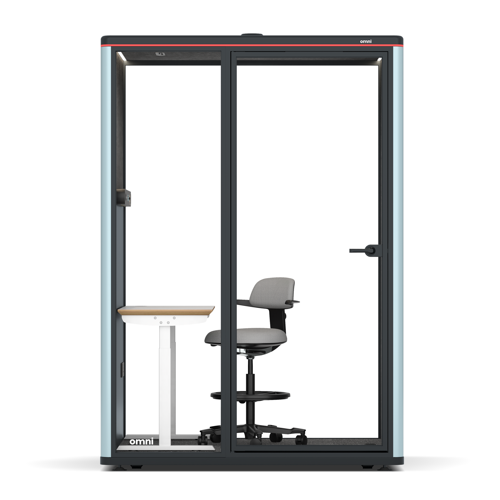 Omni TwoElectrical Adjustable Work Station + Stool / RAL Grey Blue / #615f5d