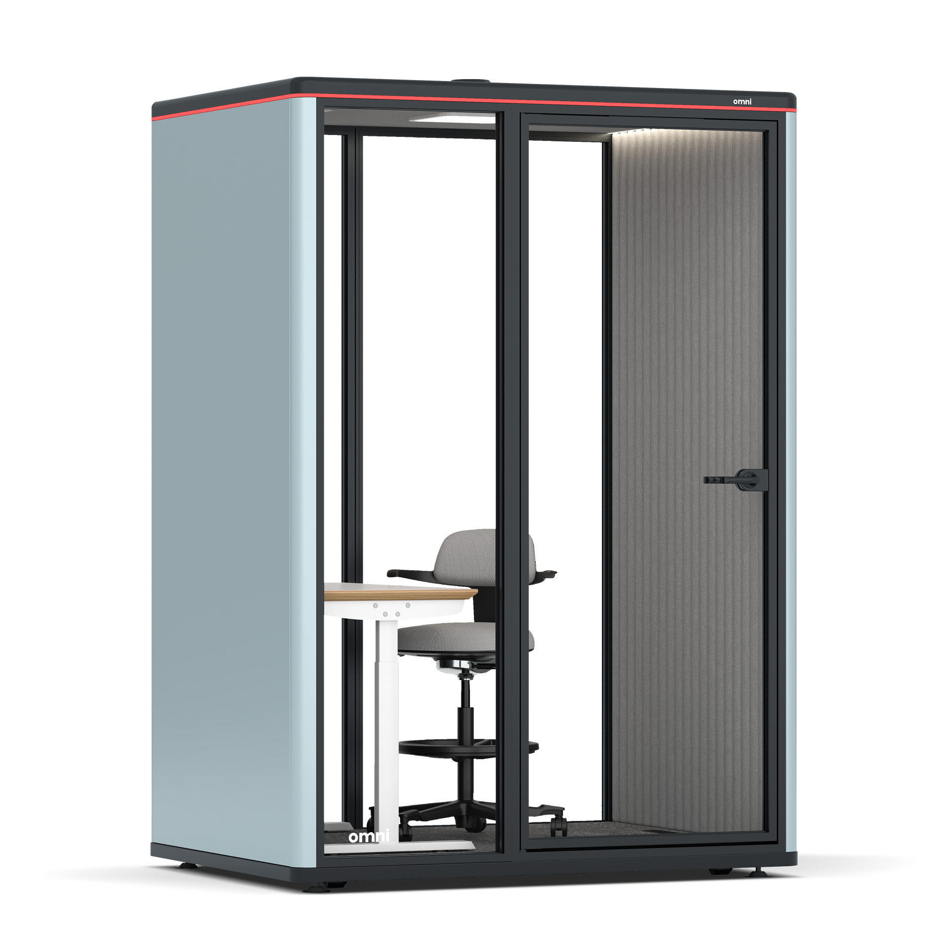 Omni TwoElectrical Adjustable Work Station + Stool / RAL Grey Blue / #6d6c69