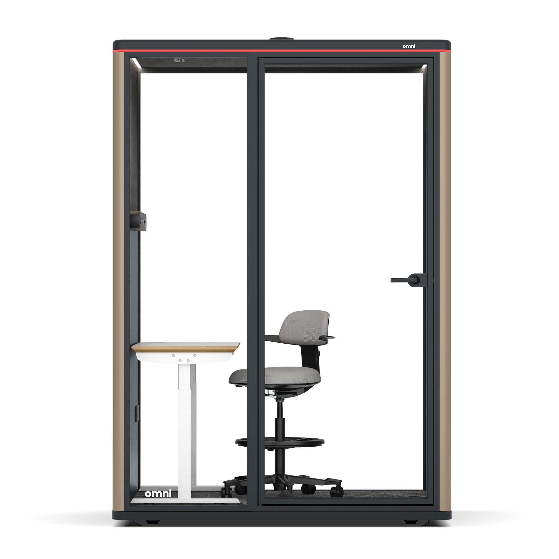 Omni TwoElectrical Adjustable Work Station + Stool / RAL Grey Beige / #615f5d