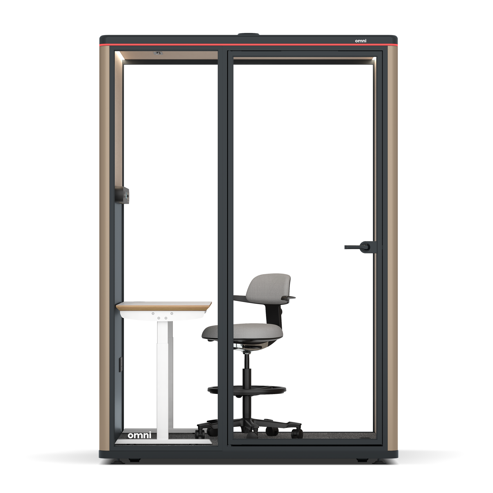 Omni TwoElectrical Adjustable Work Station + Stool / RAL Grey Beige / #a18e7e