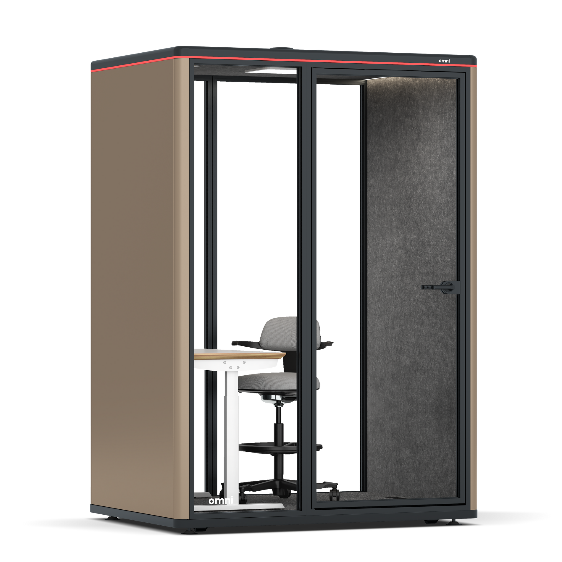 Omni TwoElectrical Adjustable Work Station + Stool / RAL Grey Beige / #615f5d