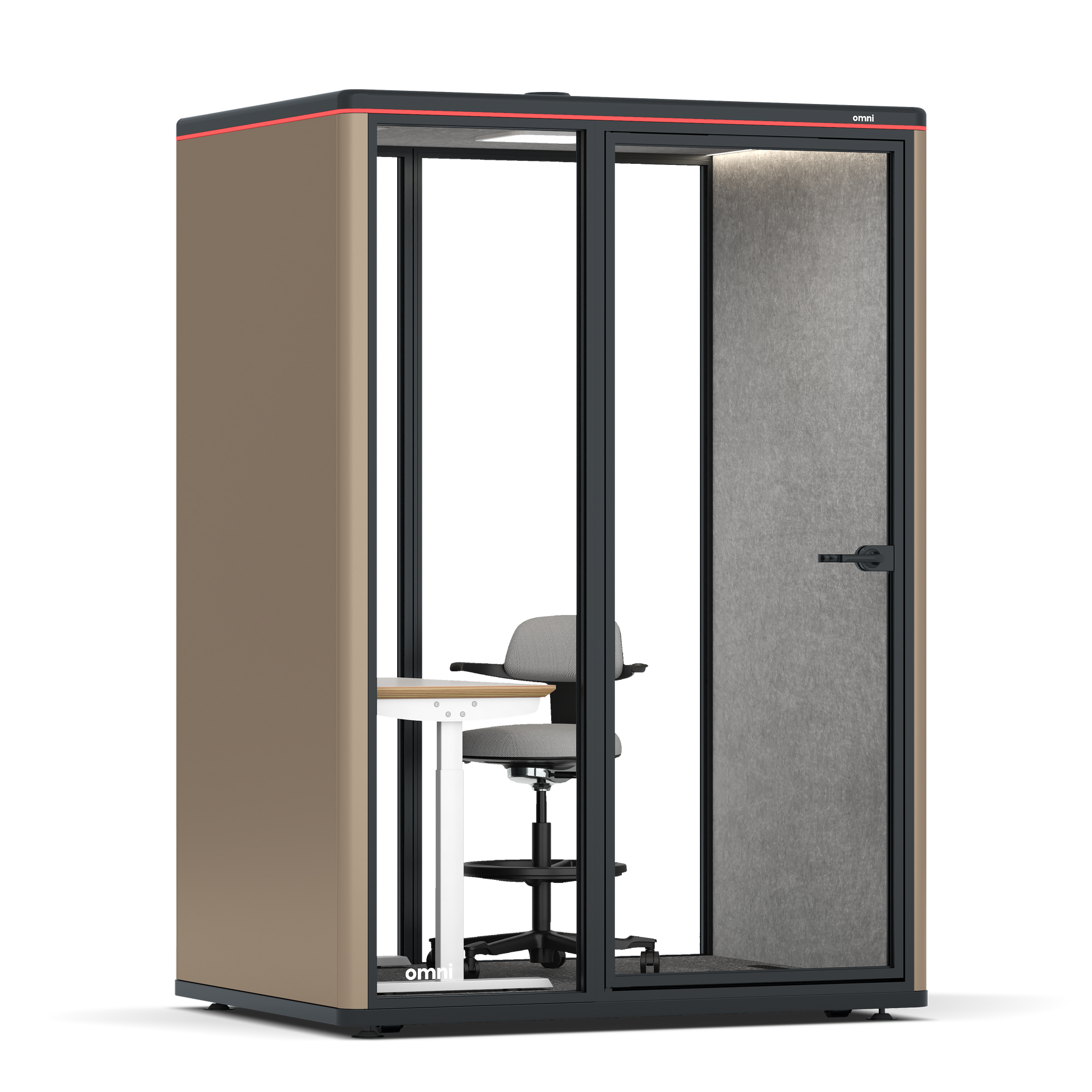 Omni TwoElectrical Adjustable Work Station + Stool / RAL Grey Beige / #a49f98