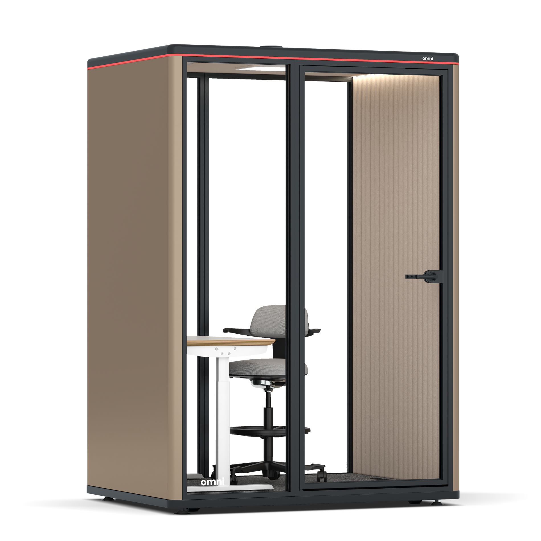 Omni TwoElectrical Adjustable Work Station + Stool / RAL Grey Beige / #a18e7e