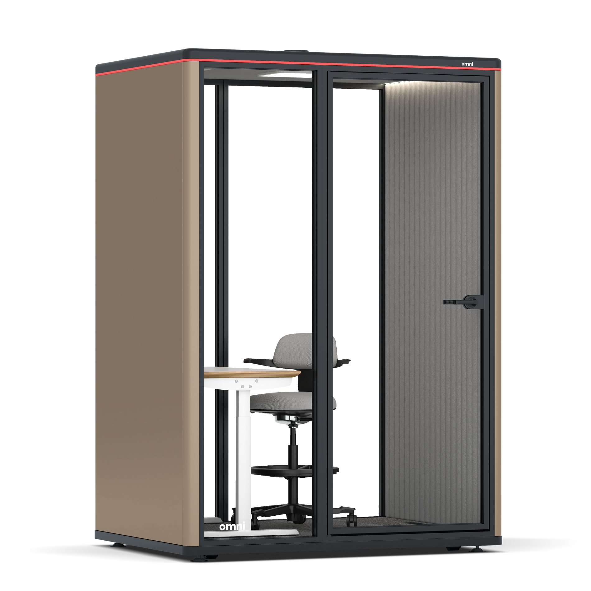 Omni TwoElectrical Adjustable Work Station + Stool / RAL Grey Beige / #6d6c69