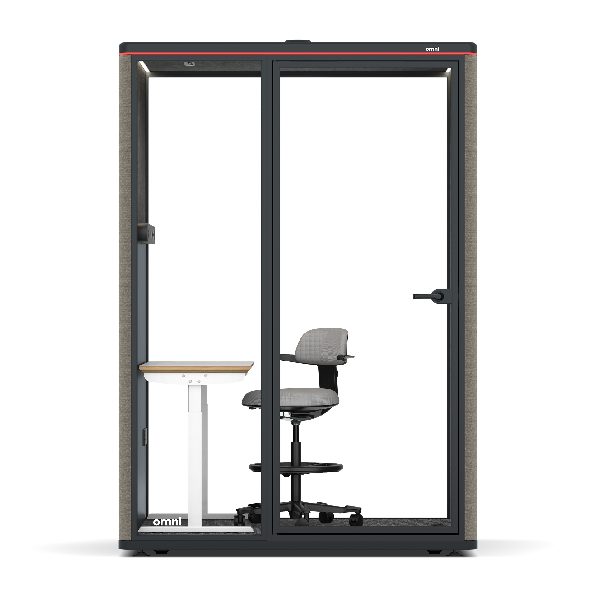 Omni TwoElectrical Adjustable Work Station + Stool / Gabriel Medley Ocean Pebble / #615f5d