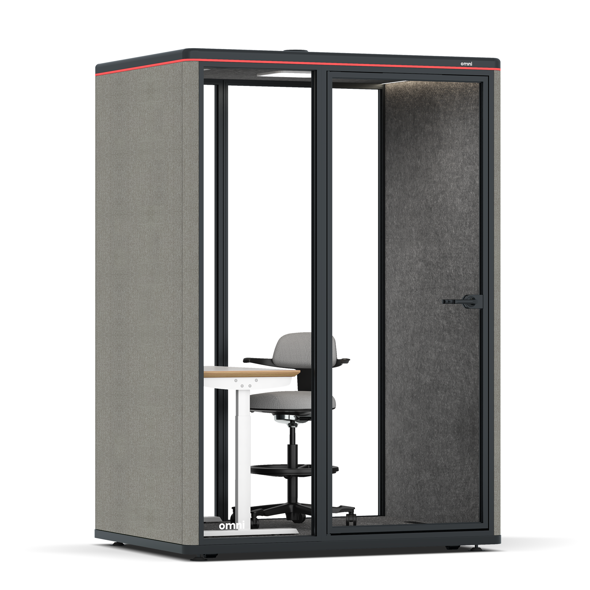 Omni TwoElectrical Adjustable Work Station + Stool / Gabriel Medley Ocean Pebble / #615f5d