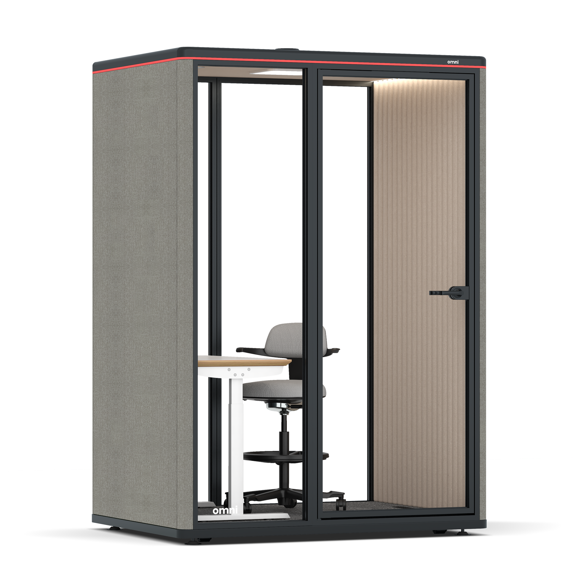 Omni TwoElectrical Adjustable Work Station + Stool / Gabriel Medley Ocean Pebble / #a18e7e