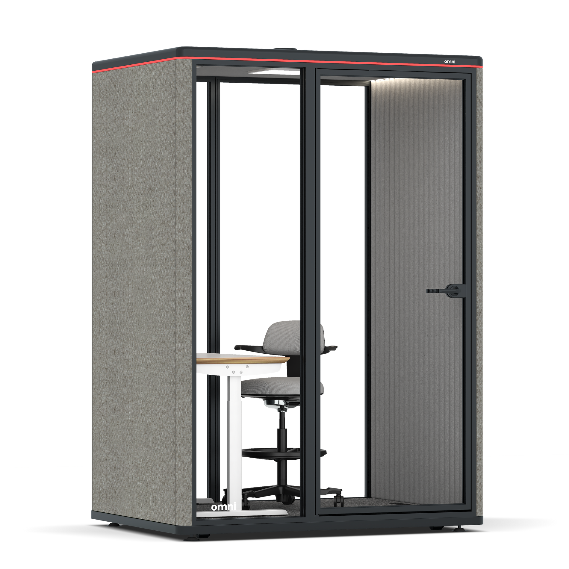 Omni TwoElectrical Adjustable Work Station + Stool / Gabriel Medley Ocean Pebble / #6d6c69