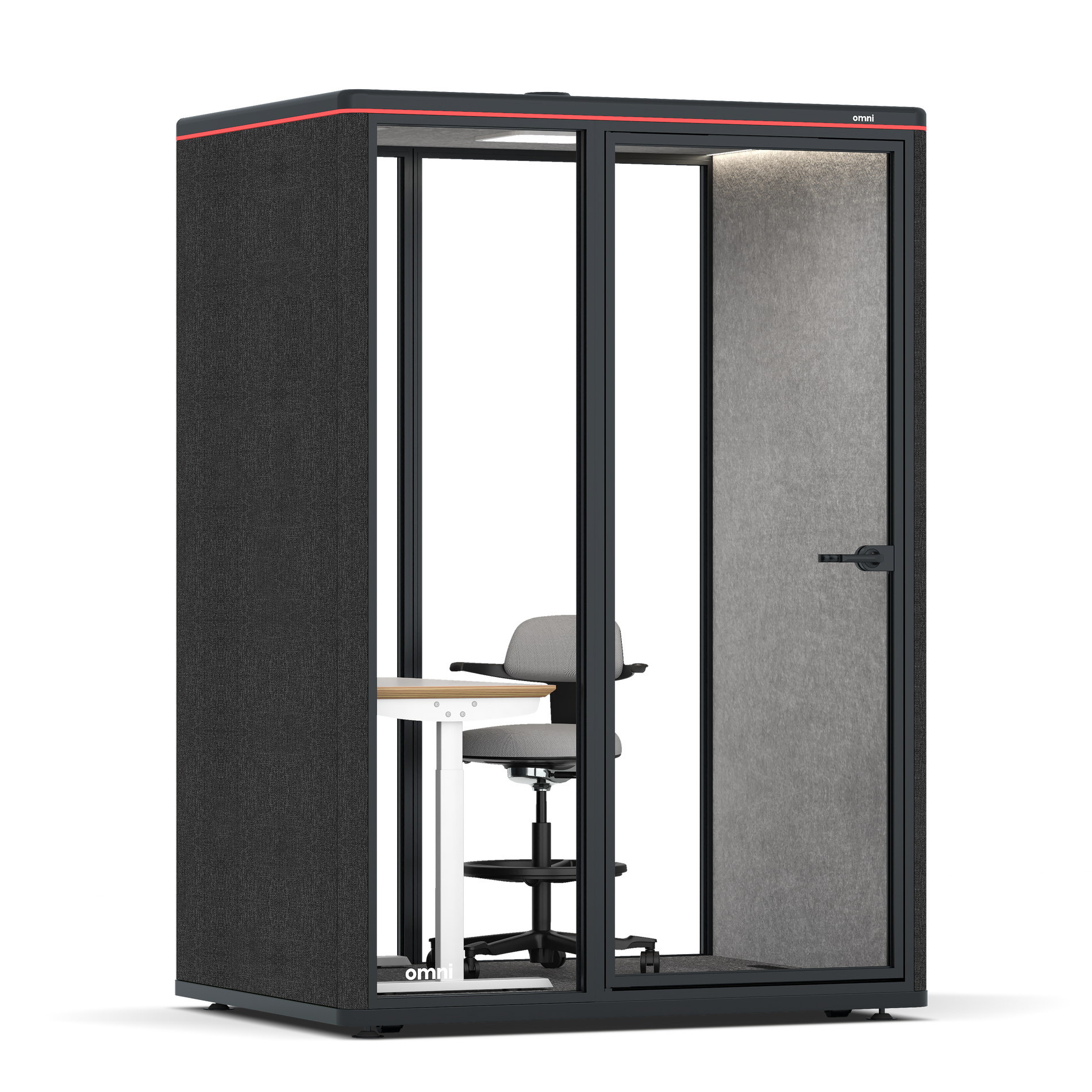 Omni TwoElectrical Adjustable Work Station + Stool / Gabriel Medley Black / #a49f98