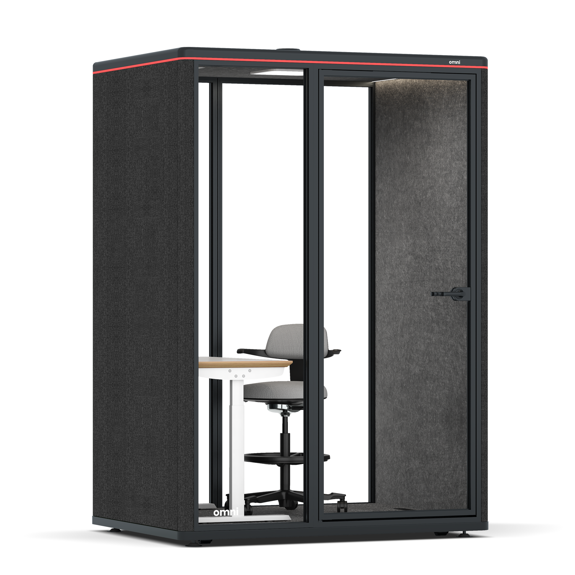 Omni TwoElectrical Adjustable Work Station + Stool / Gabriel Medley Black / #615f5d