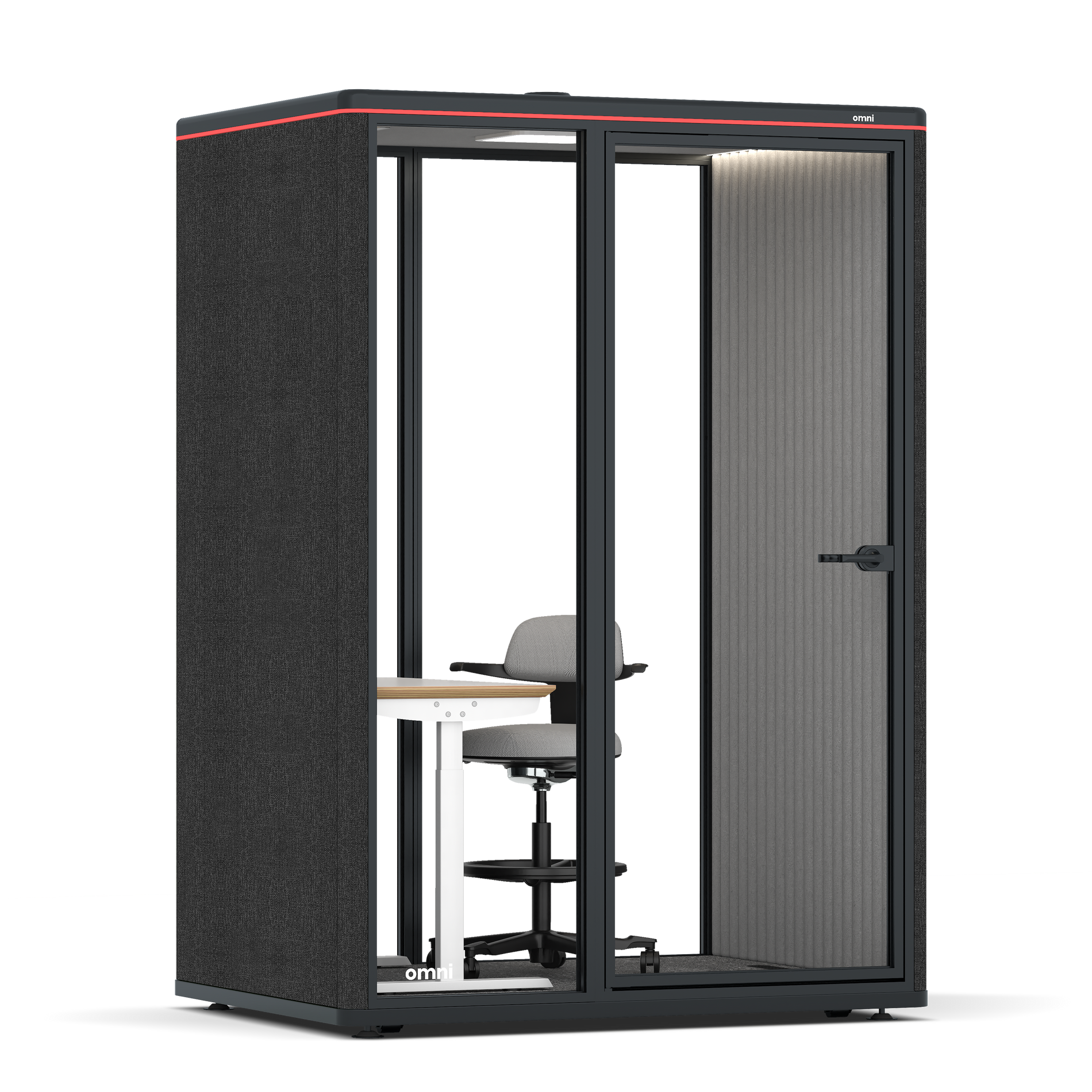 Omni TwoElectrical Adjustable Work Station + Stool / Gabriel Medley Black / #6d6c69