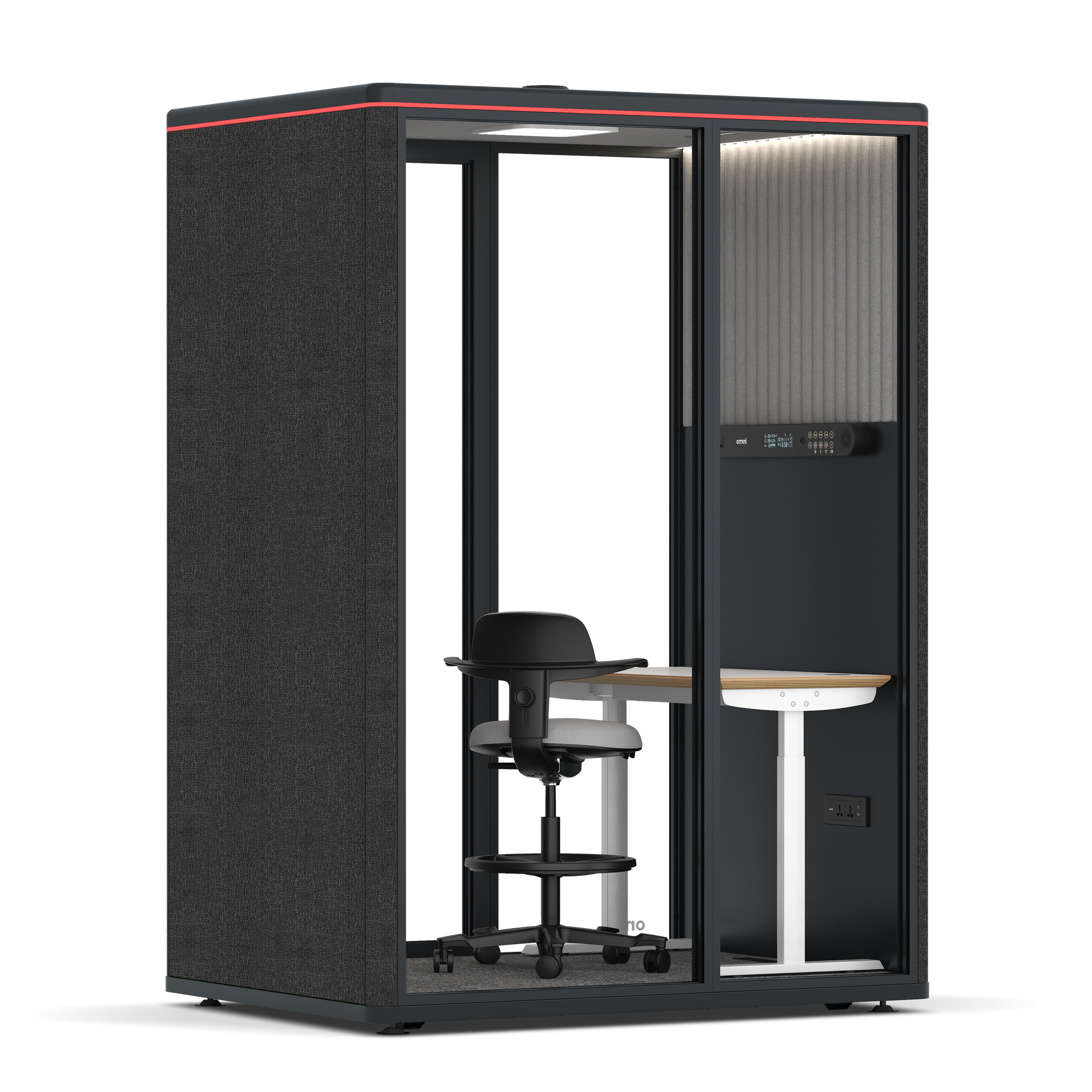 Omni TwoElectrical Adjustable Work Station + Stool / Gabriel Medley Black / #6d6c69