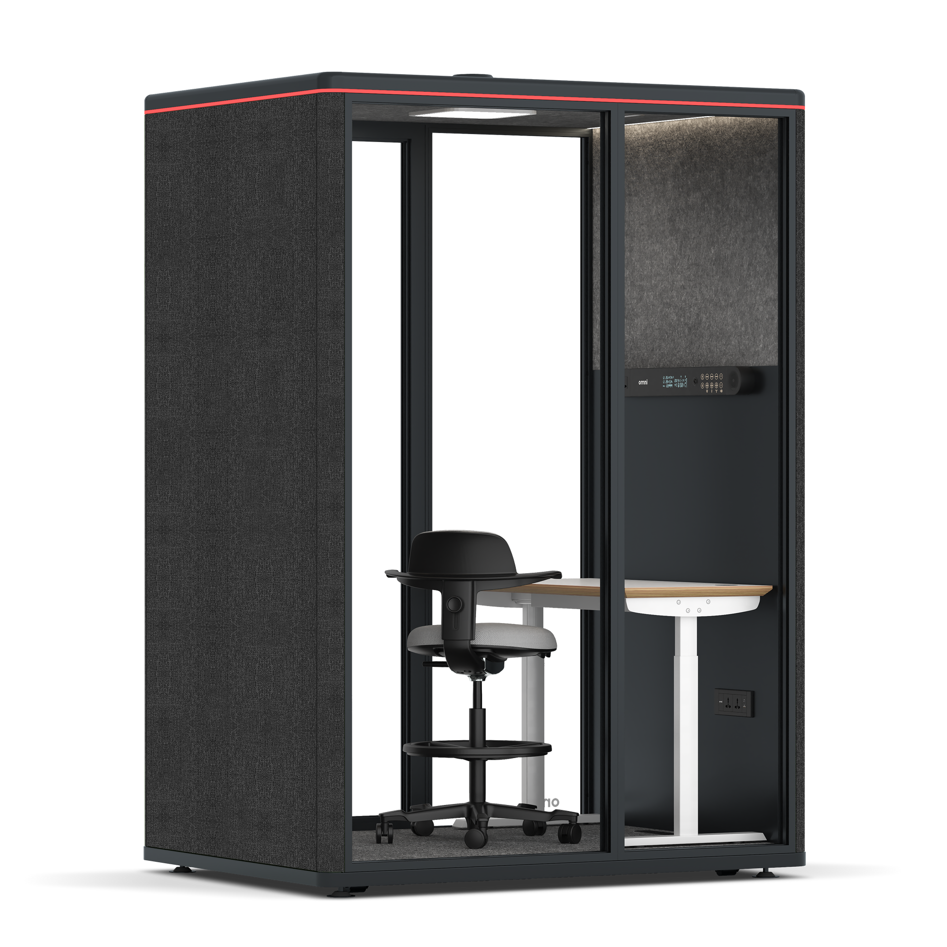 Omni TwoElectrical Adjustable Work Station + Stool / Gabriel Medley Black / #615f5d