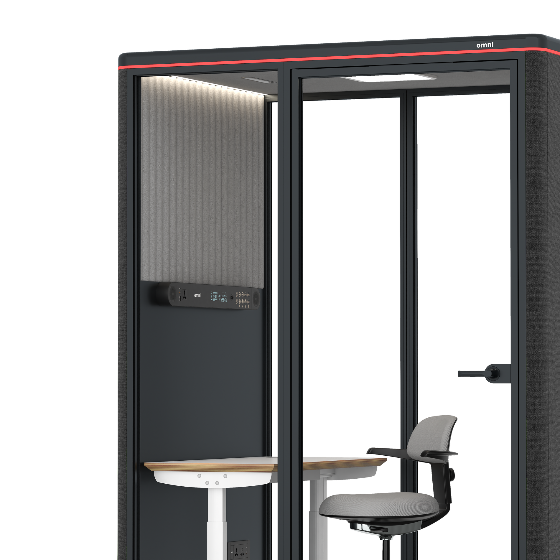 Omni TwoElectrical Adjustable Work Station + Stool / Gabriel Medley Black / #6d6c69