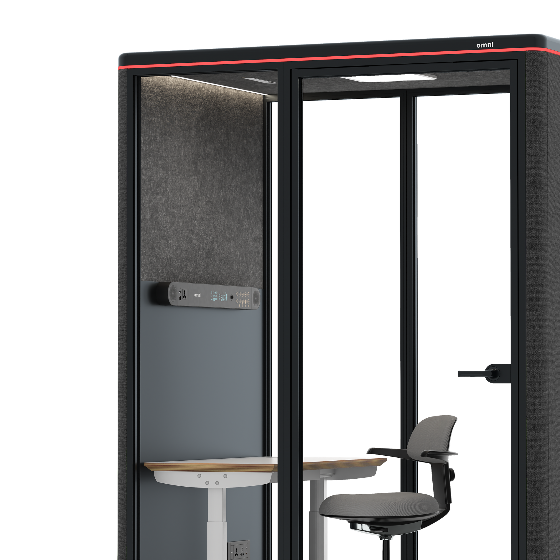 Omni TwoElectrical Adjustable Work Station + Stool / Gabriel Medley Black / #615f5d