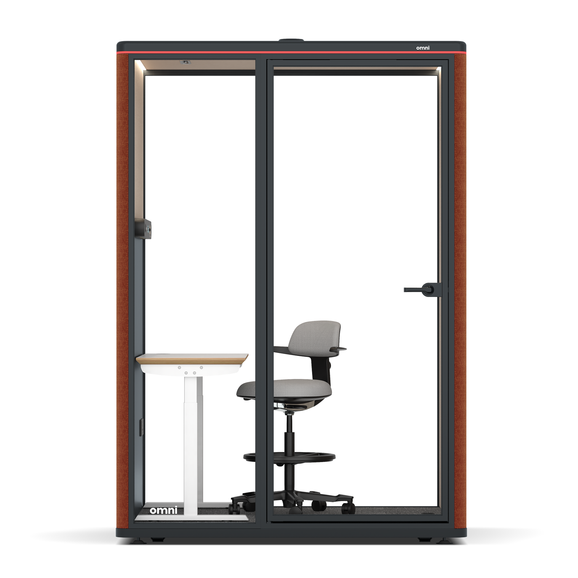 Omni TwoElectrical Adjustable Work Station + Stool / Bloody Orange / #a18e7e